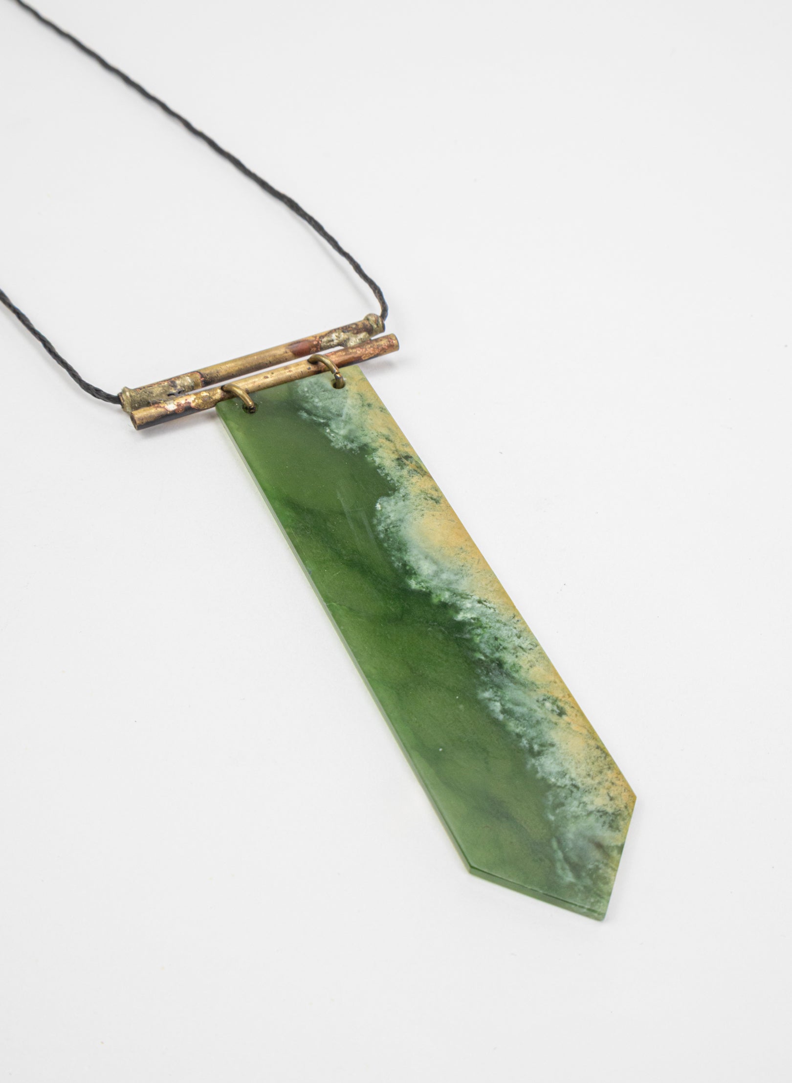 NZ Pounamu & Brass Necklace