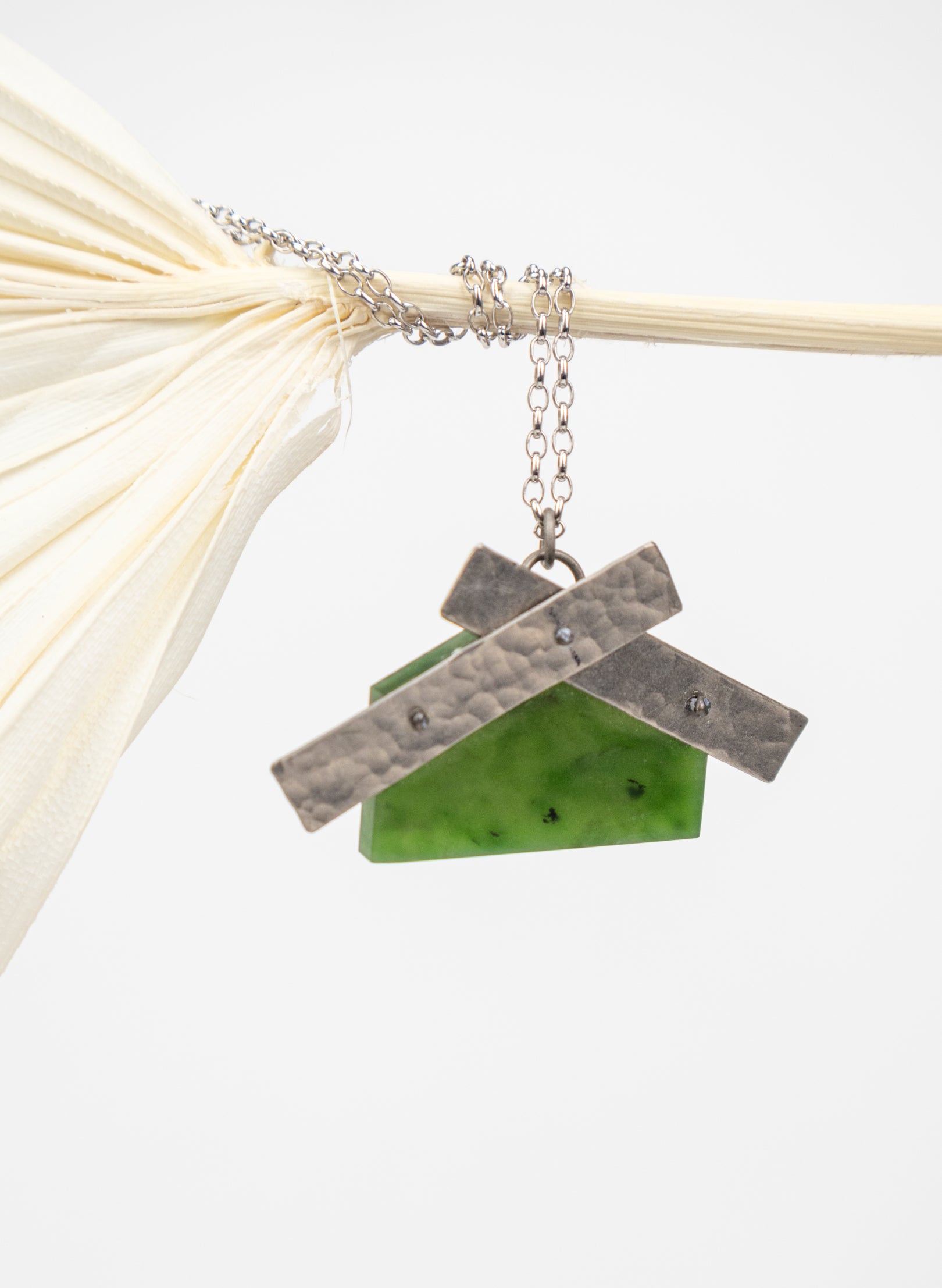 NZ Pounamu Whare & Titanium Necklace