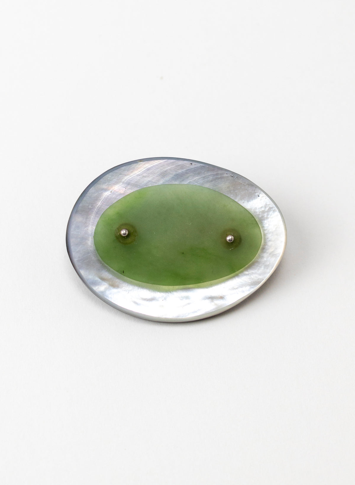 Pounamu and Mother of Pearl Brooch
