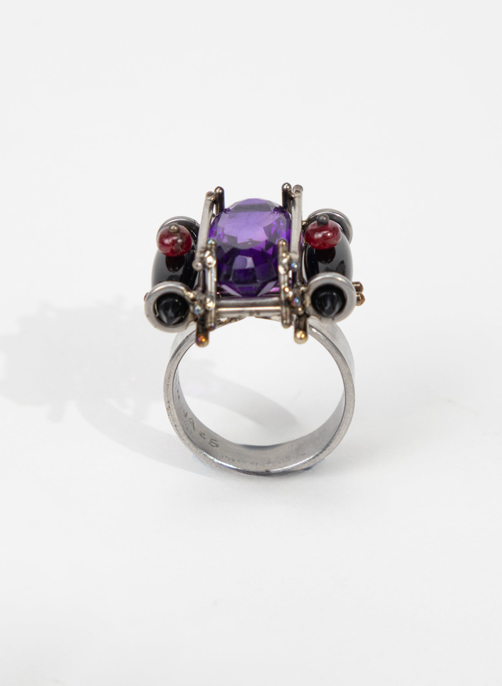 Amethyst, Onyx, Ruby Ring