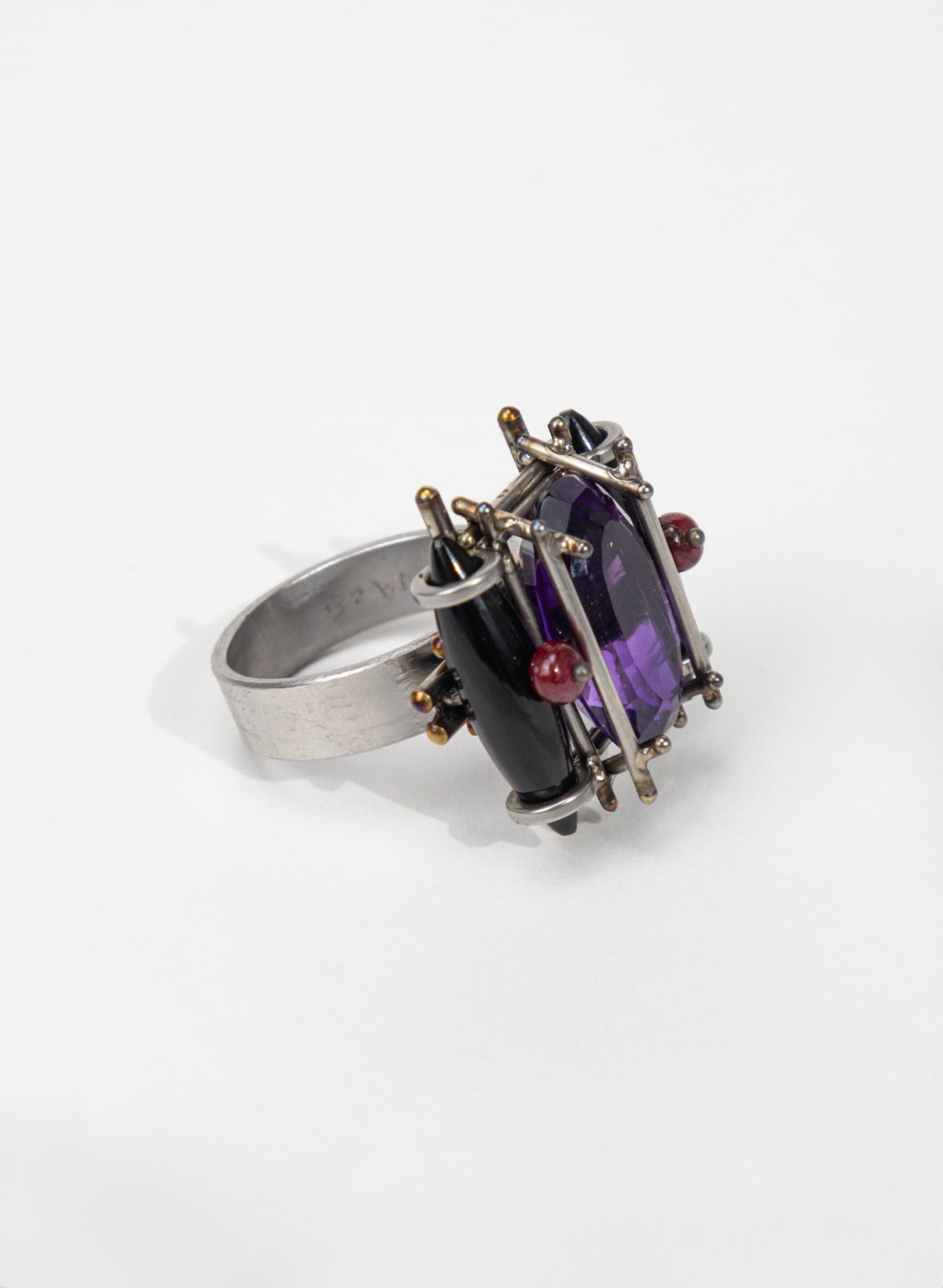 Amethyst, Onyx, Ruby Ring