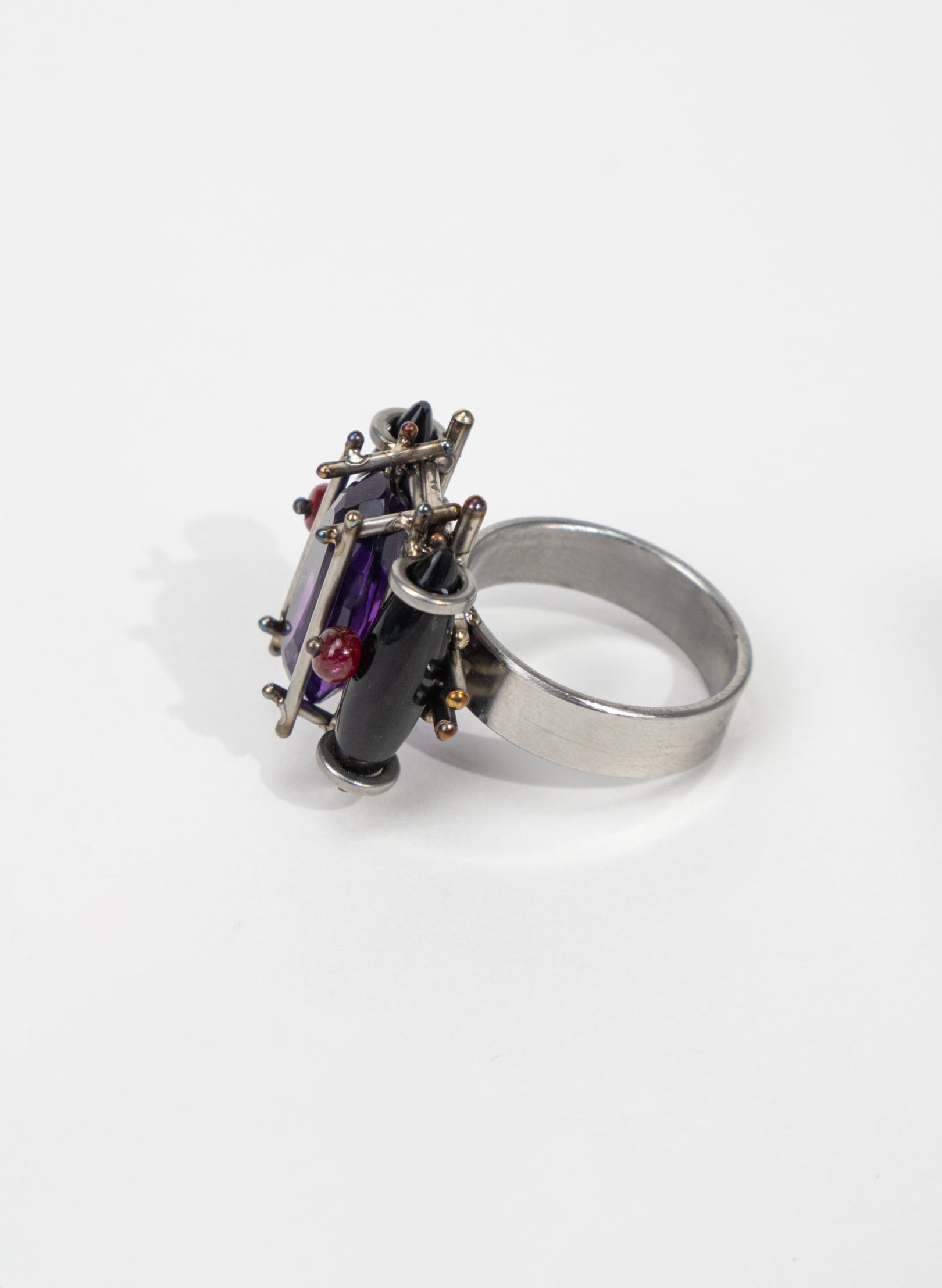 Amethyst, Onyx, Ruby Ring