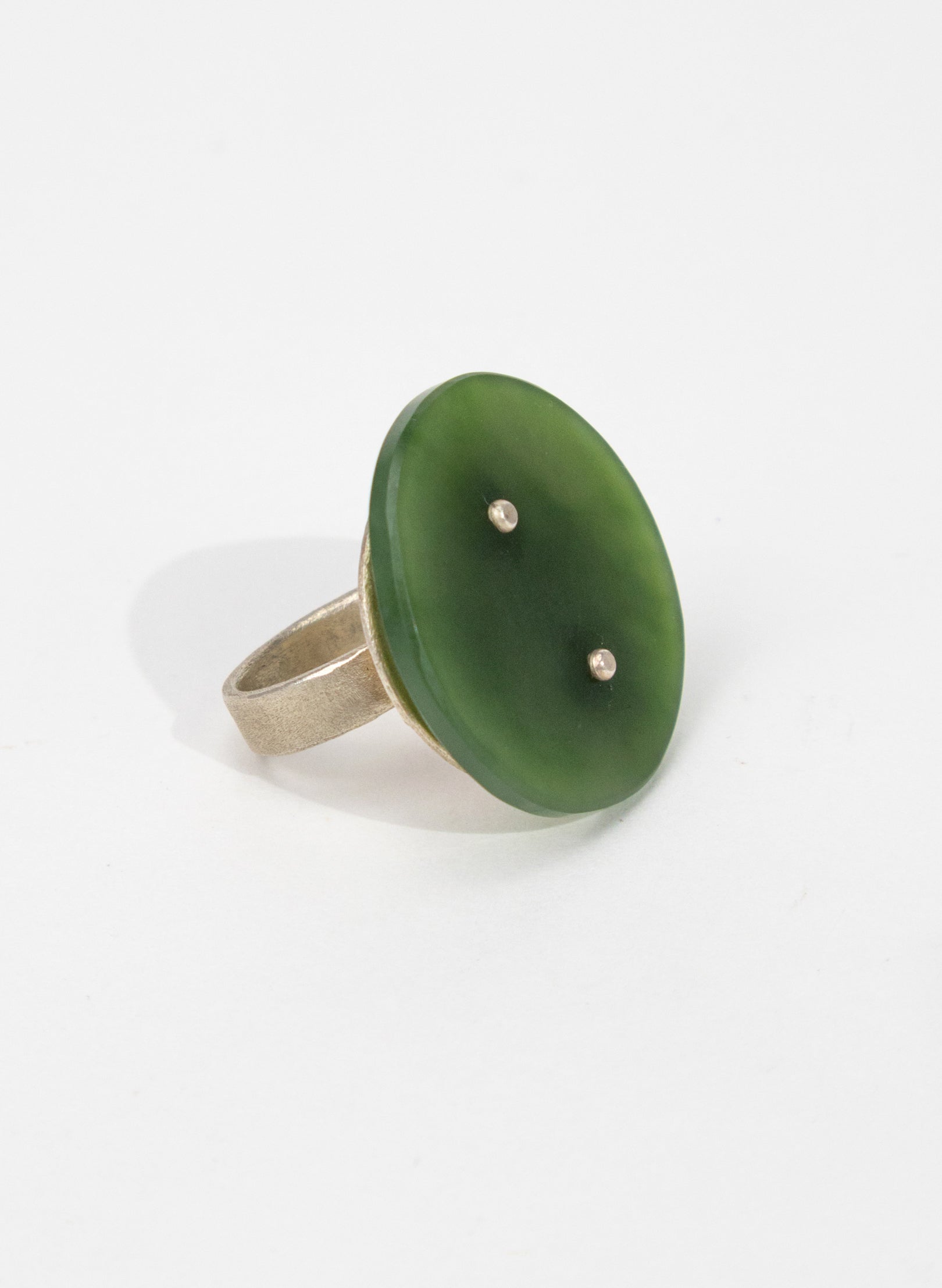 NZ Pounamu, Stirling Silver, Brass Ring