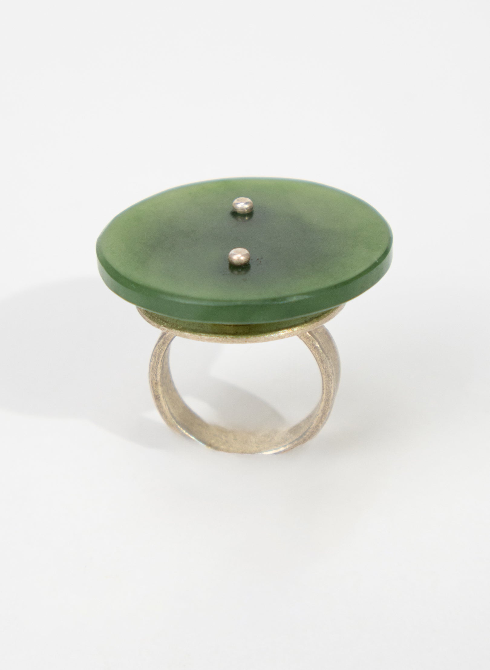NZ Pounamu, Stirling Silver, Brass Ring