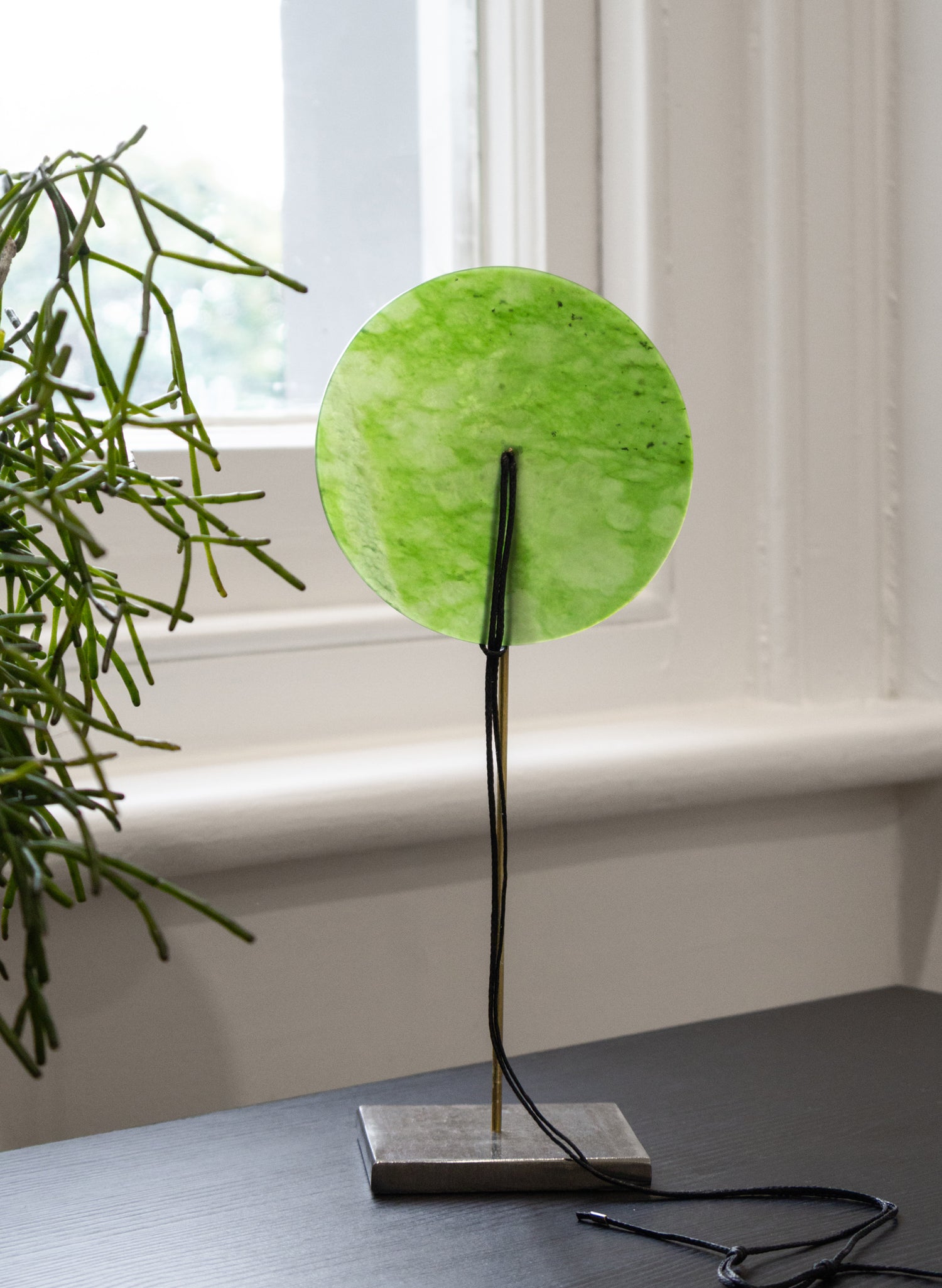 Round Disc NZ Pounamu Necklace with Stand