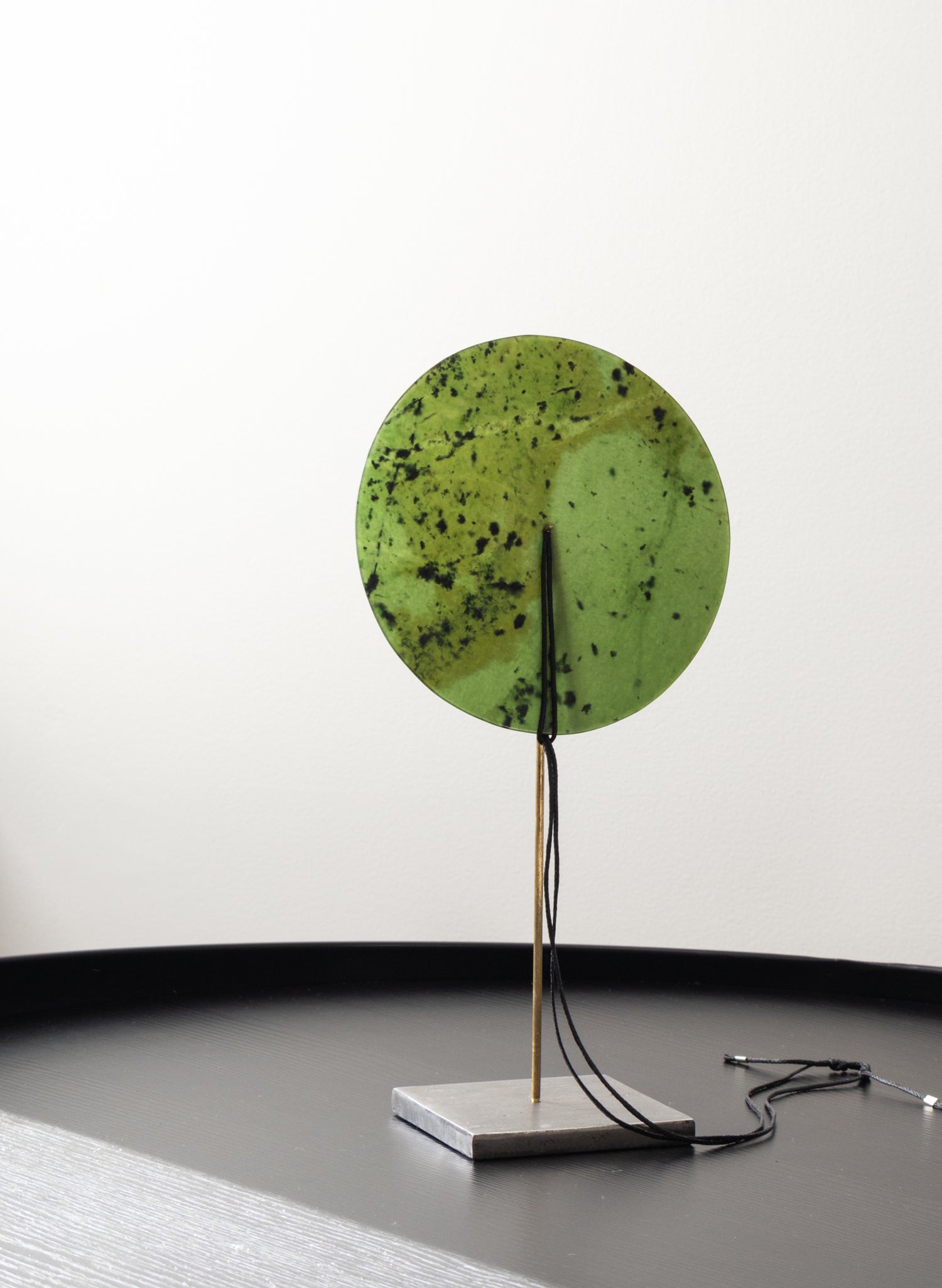 Round Disc NZ Pounamu Necklace with Stand