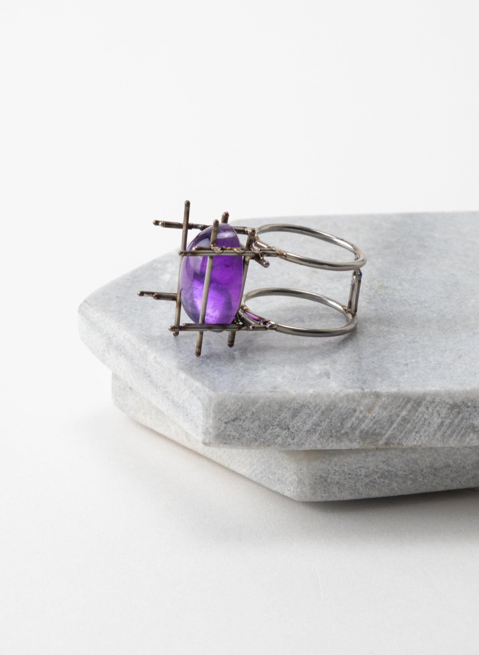 Amethyst Stainless Steel Ring