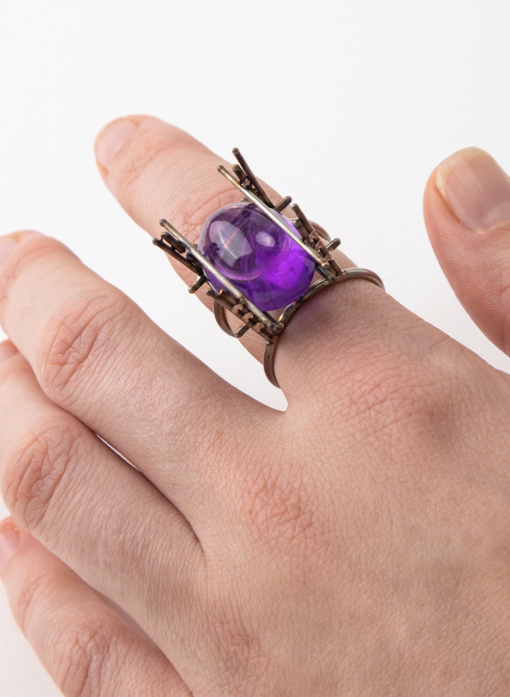 Amethyst Stainless Steel Ring