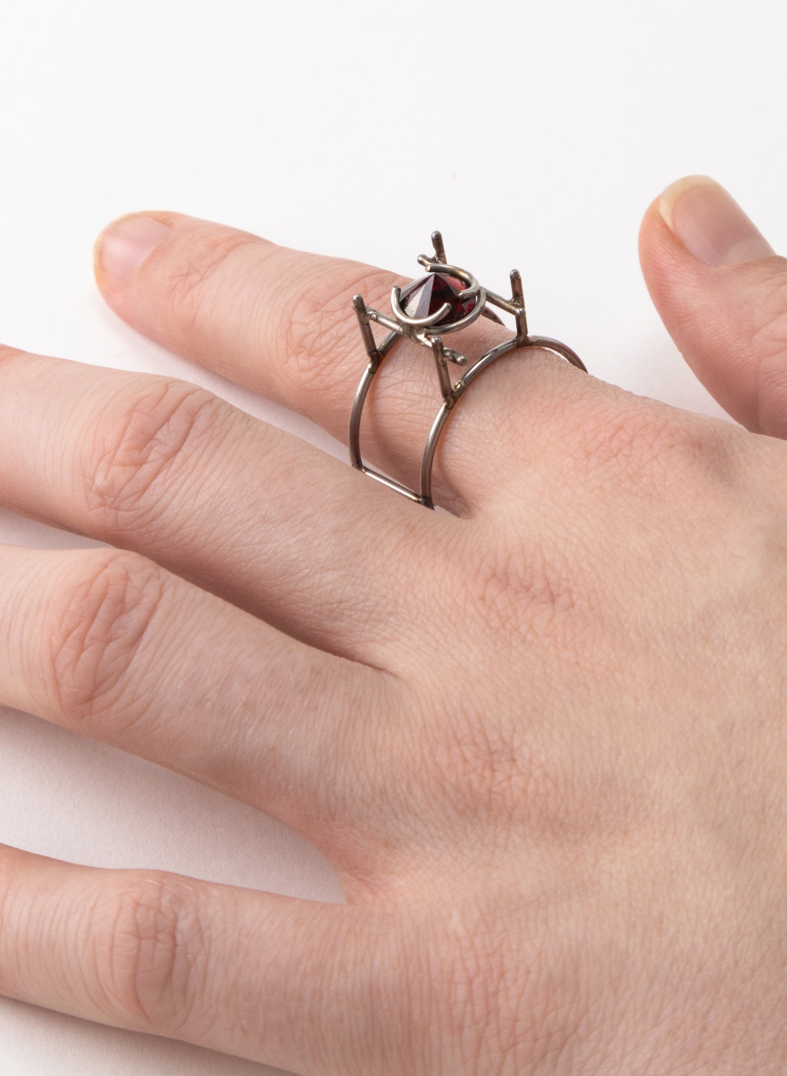 Garnet Stainless Steel Ring