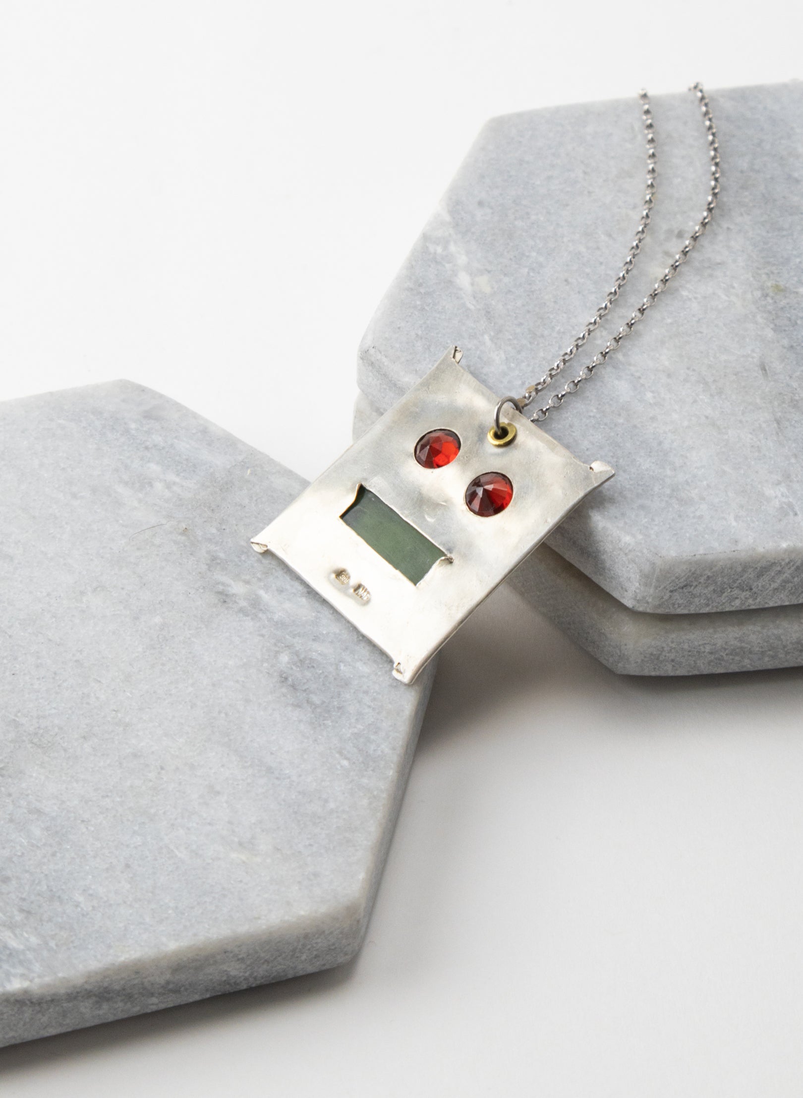 Garnet and NZ Pounamu Necklace