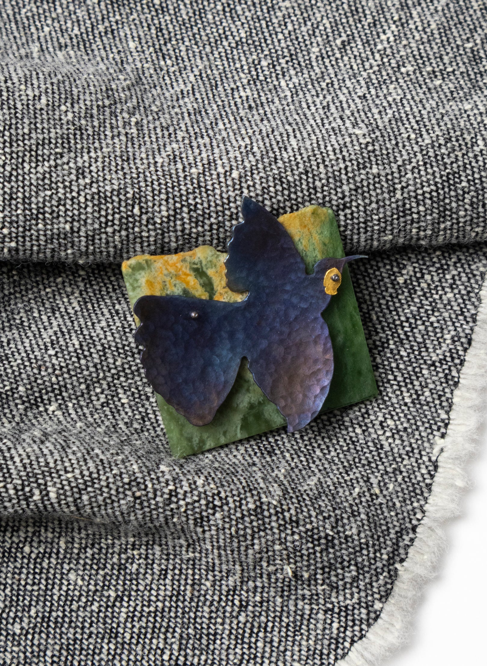 Pounamu, Titanium, Stainless Steel Brooch