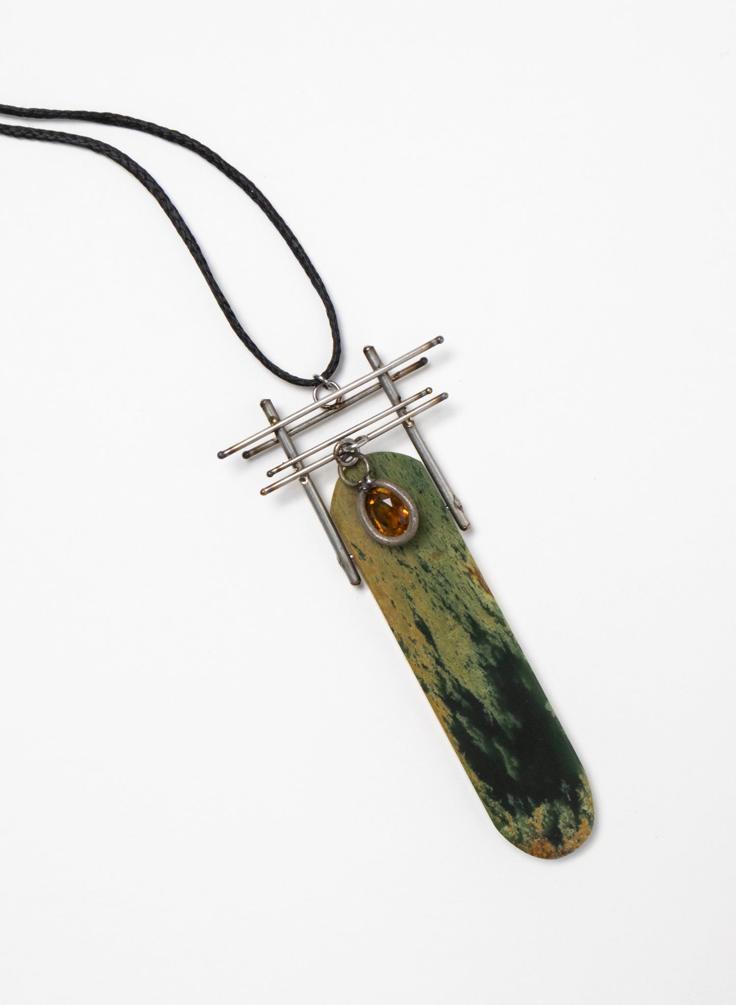 Citrine, Pounamu, Stainless Steel Necklace
