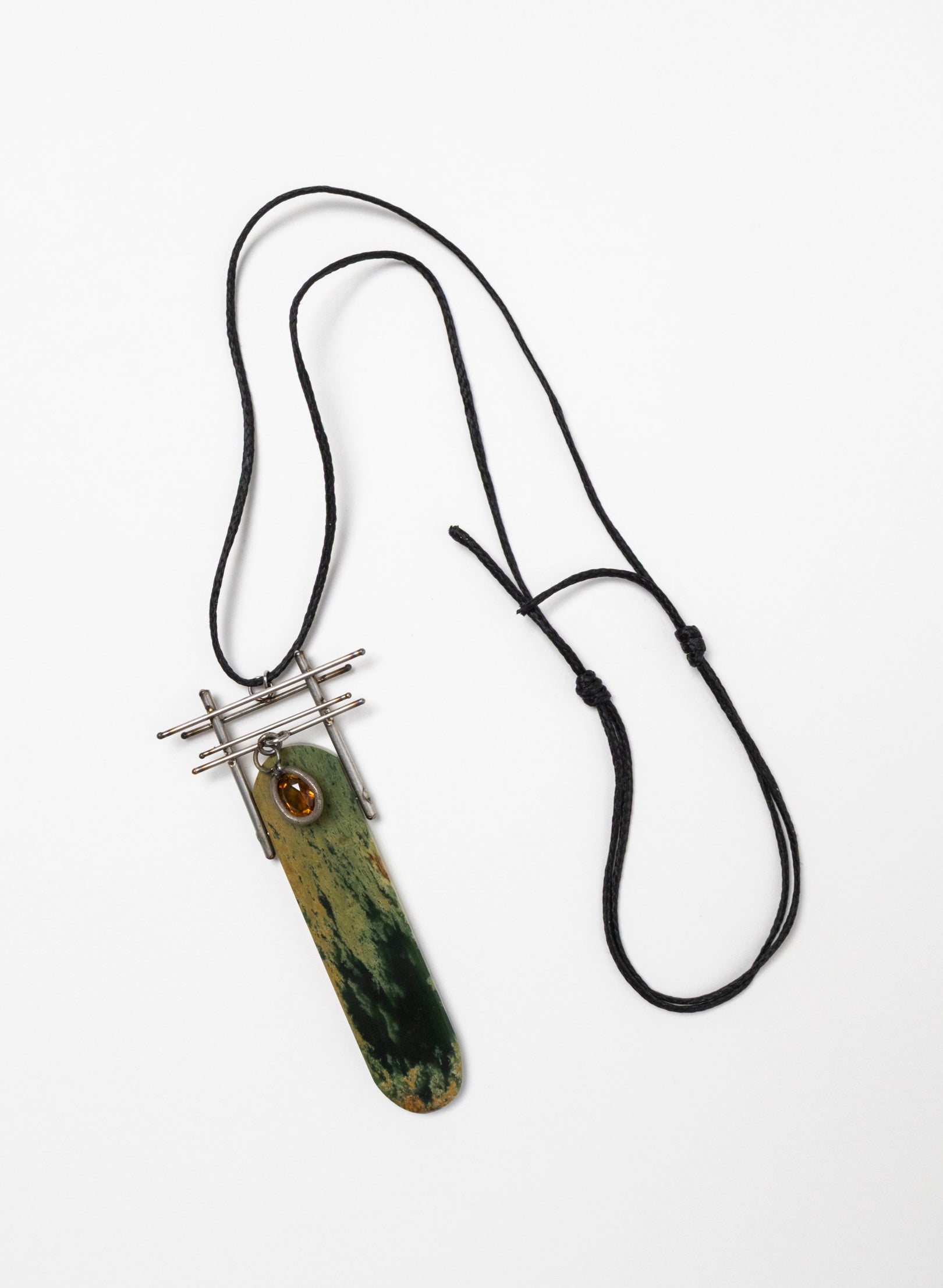 Citrine, Pounamu, Stainless Steel Necklace