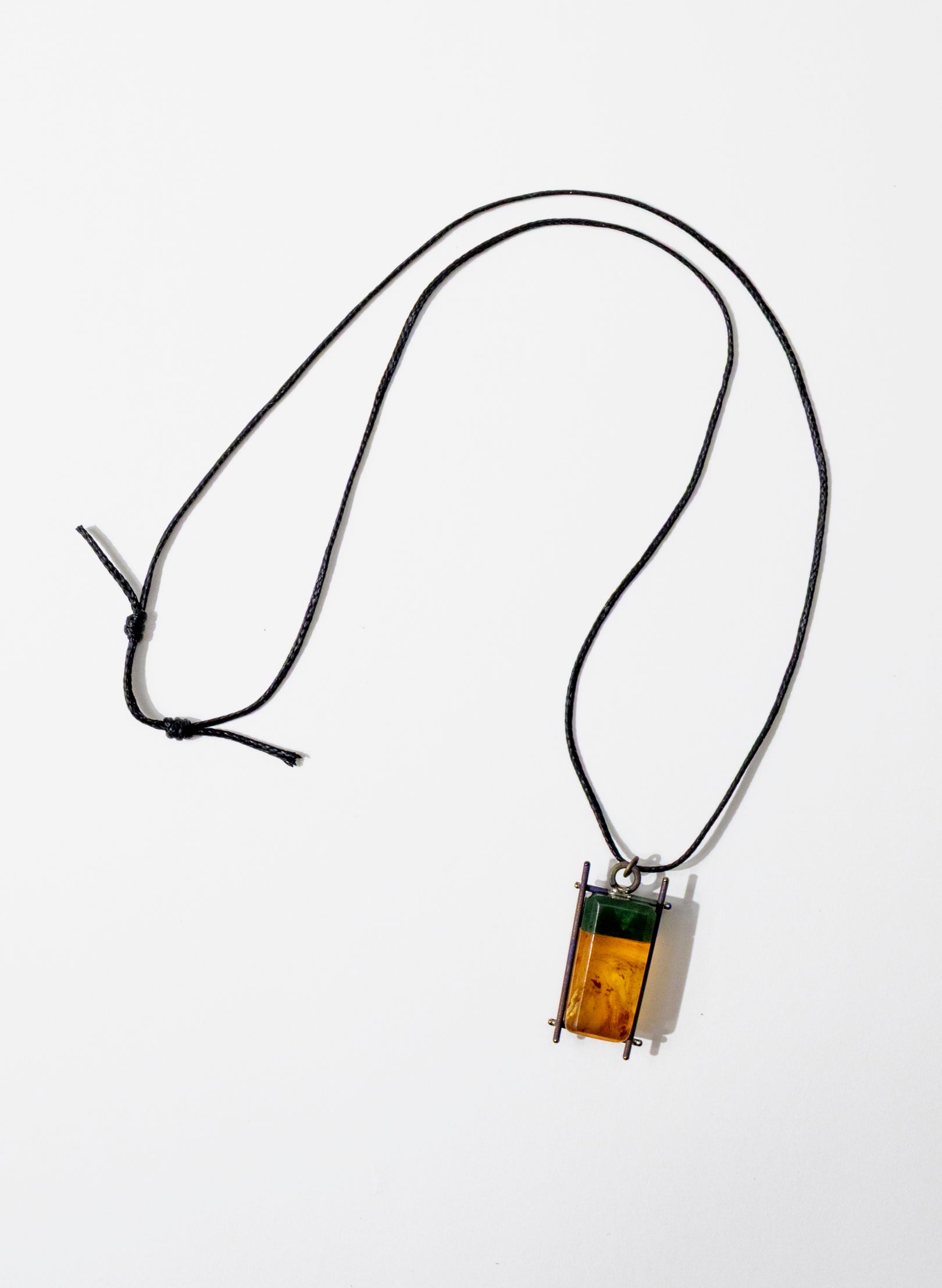 Titanium & NZ Kauri Gum Pounamu Necklace