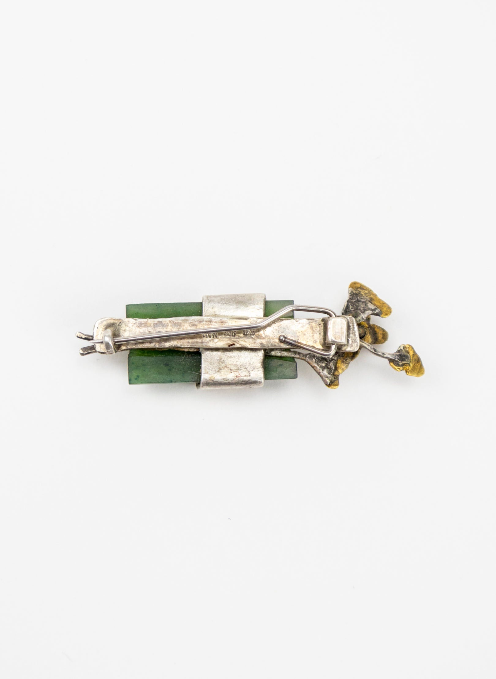 Pounamu, Silver and Gold Brooch