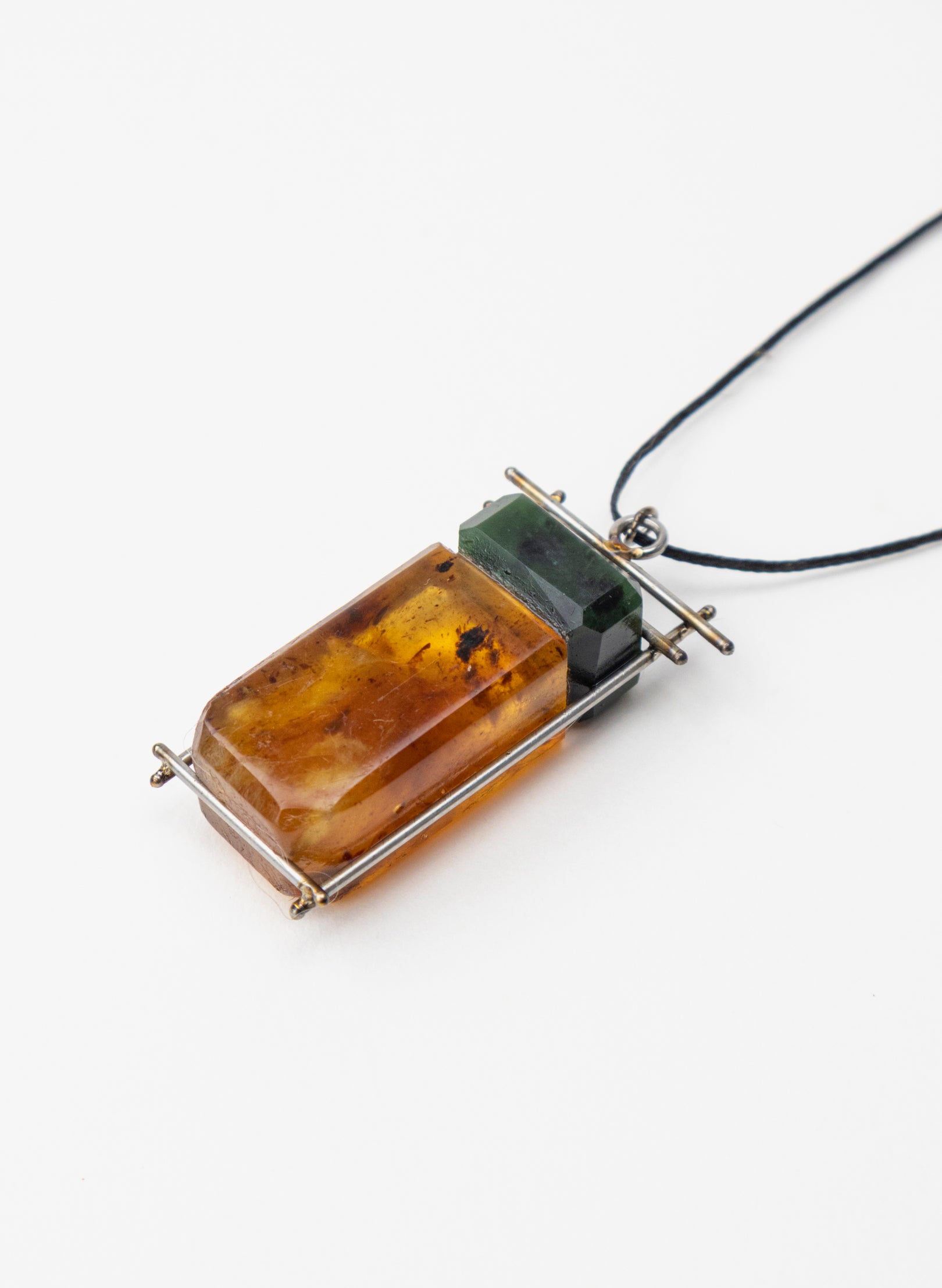 Pounamu and NZ Kauri Gum Necklace