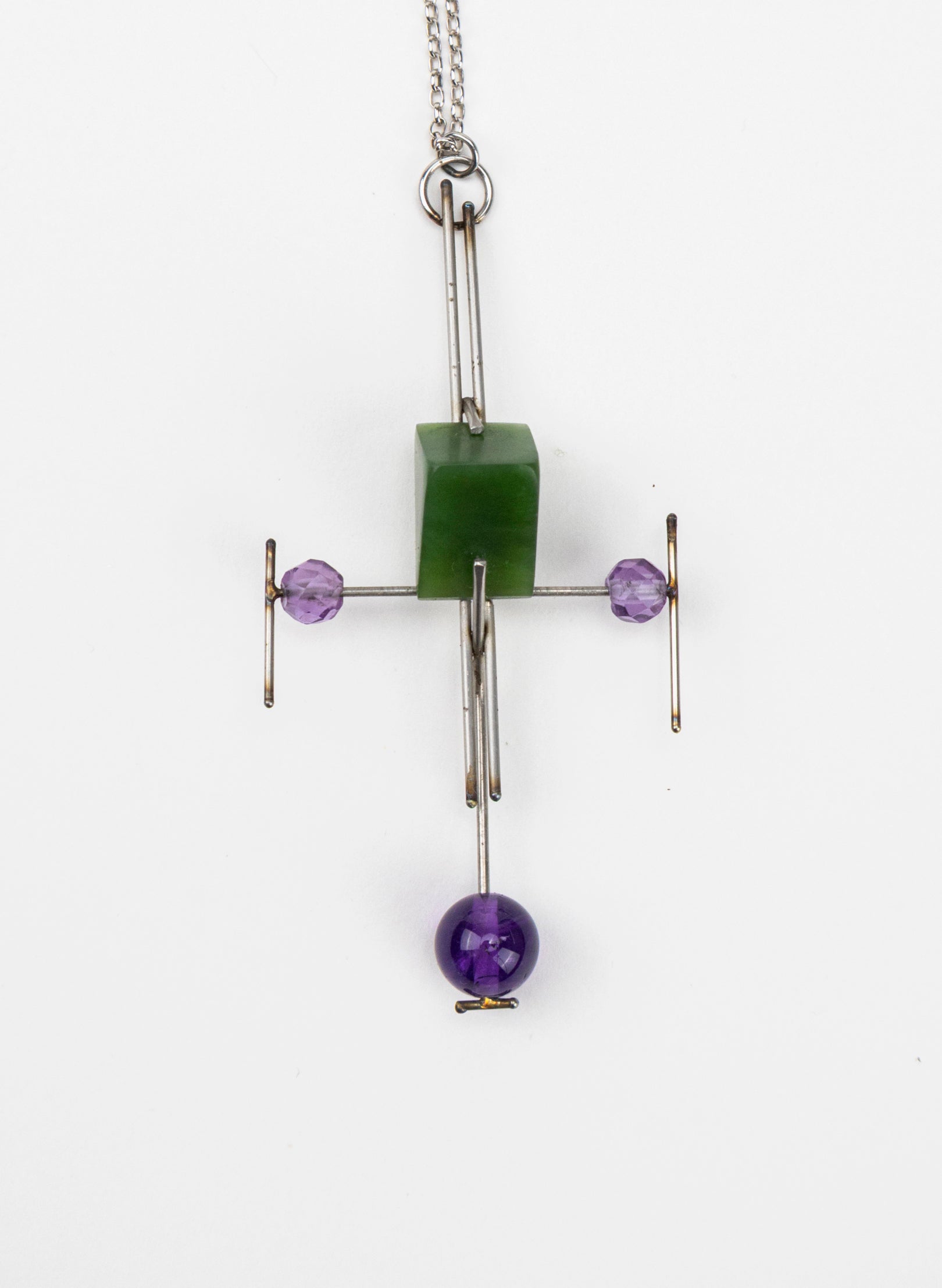 Pounamu, Amethyst Stainless Steel Necklace