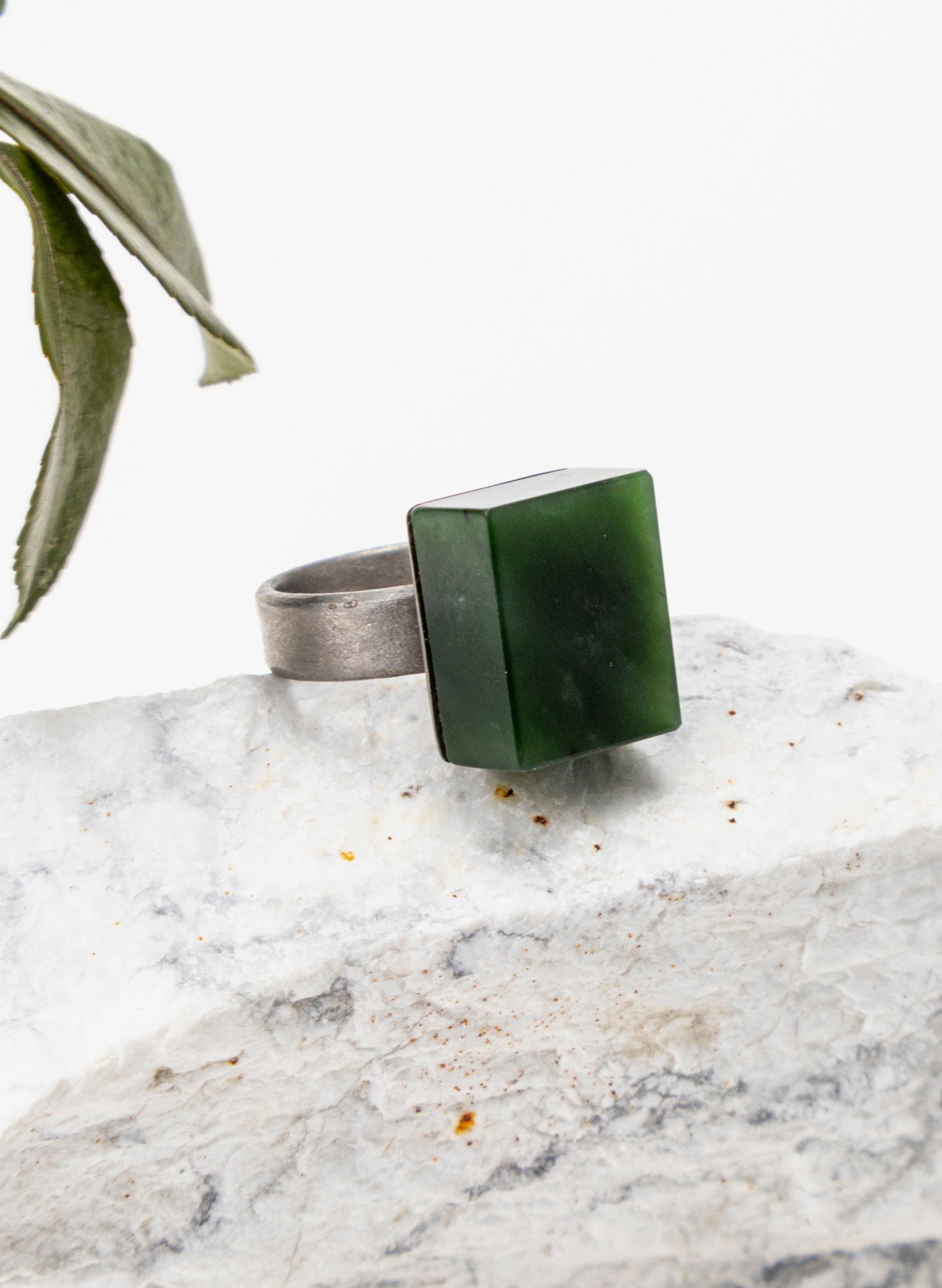 Square Pounamu Titanium Ring