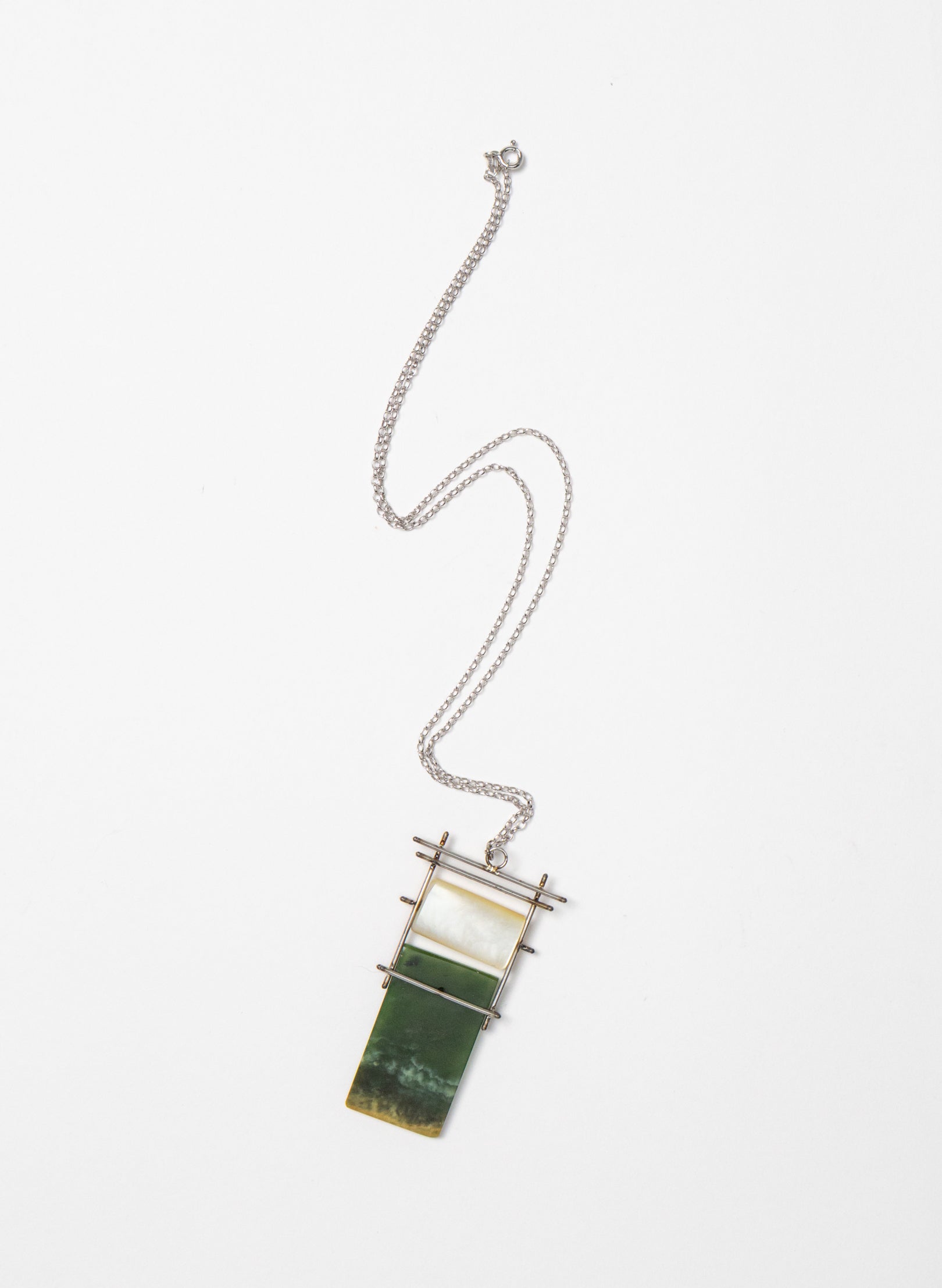 NZ Pounamu, Titanium and Mother Of Pearl Necklace