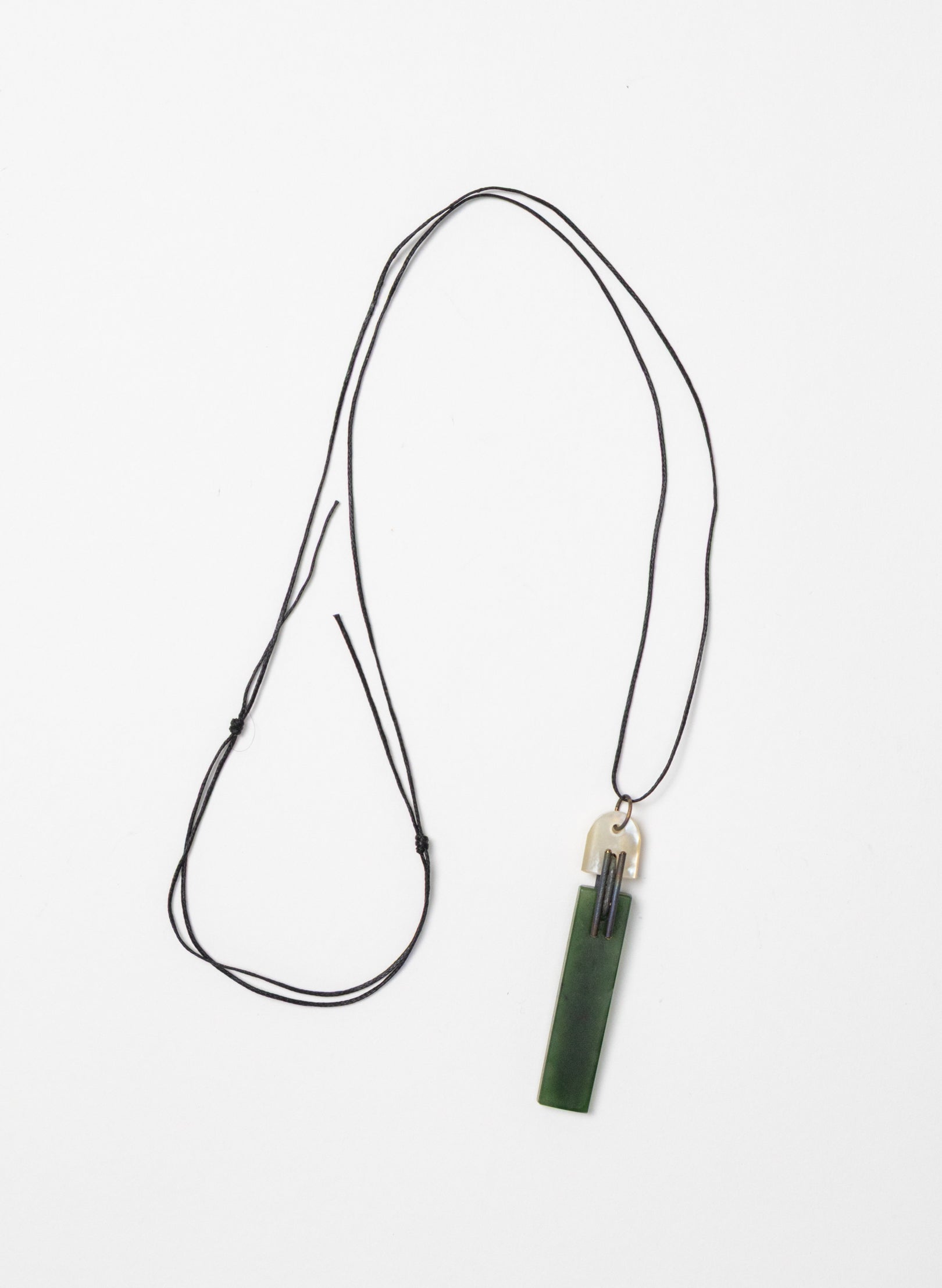 NZ Pounamu, Titanium and Mother Of Pearl Necklace