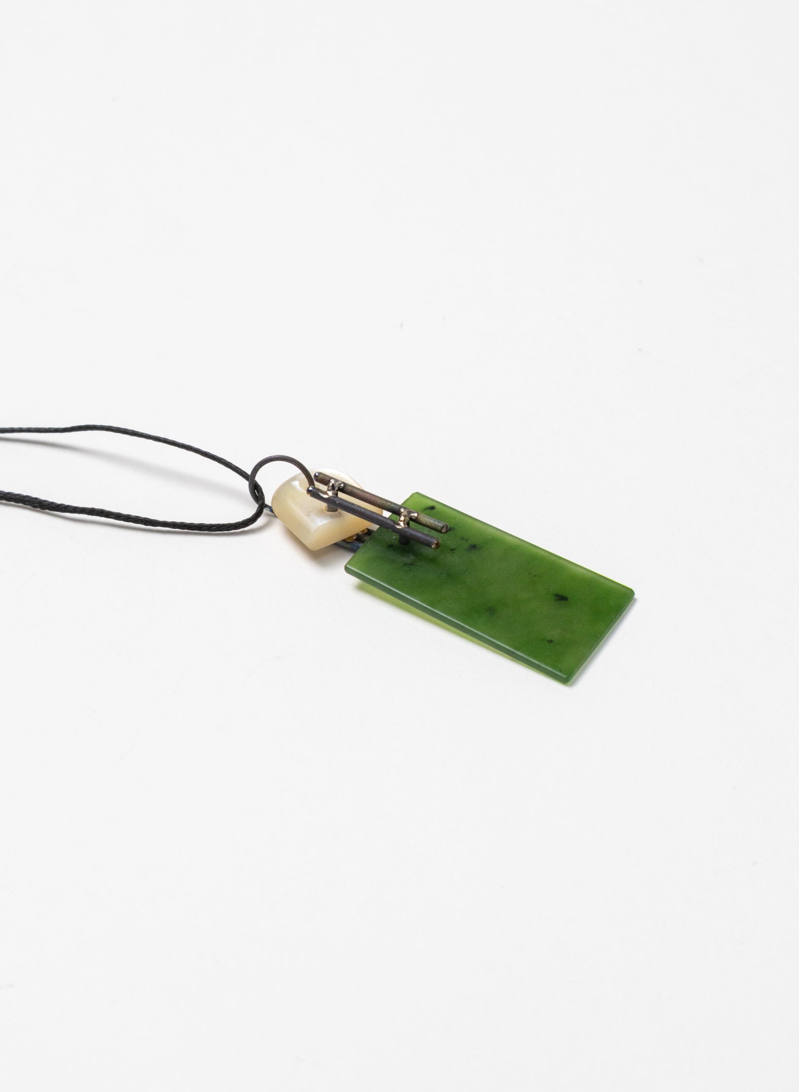 NZ Pounamu, Titanium and Mother Of Pearl Necklace