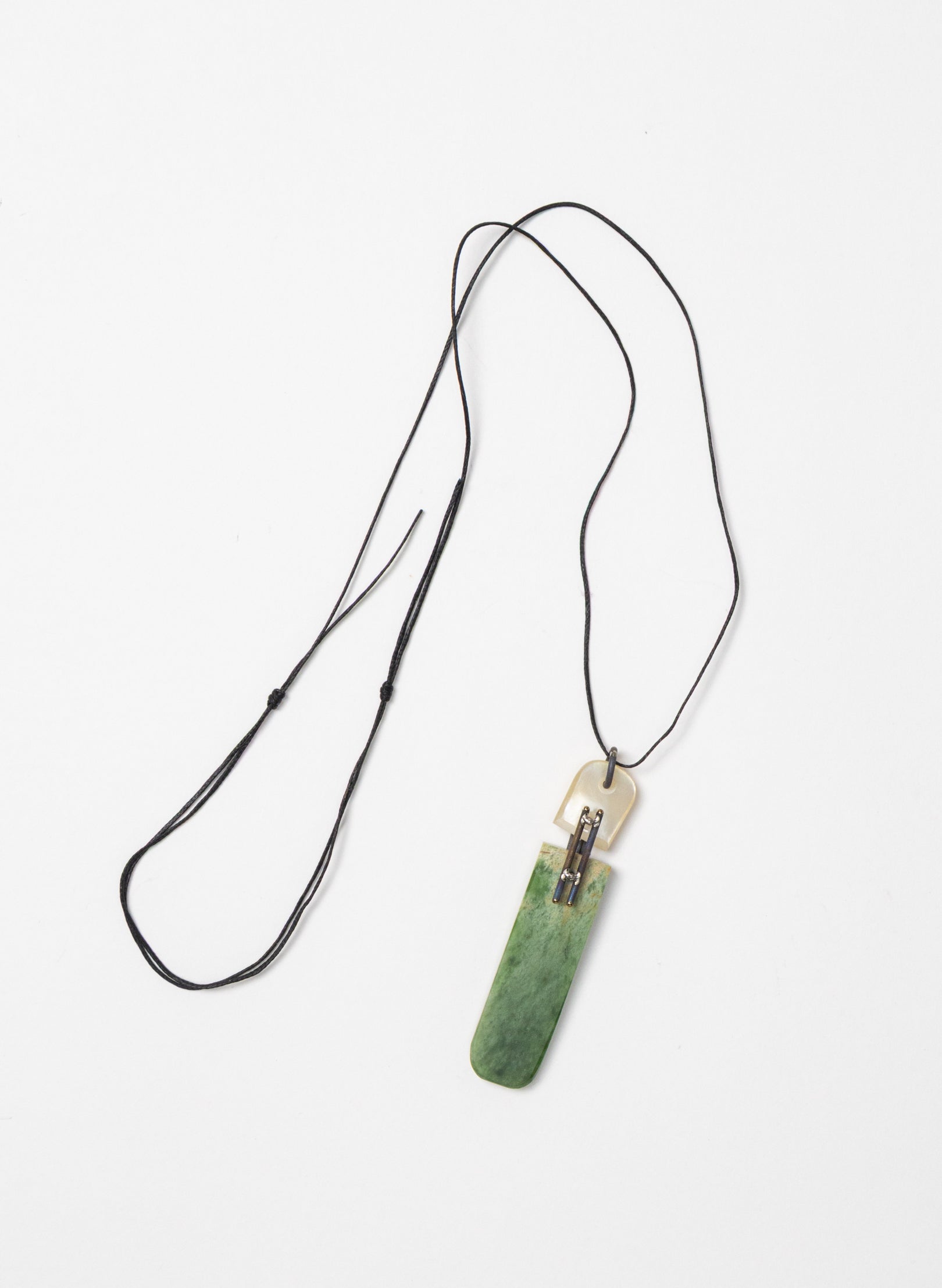 NZ Pounamu, Titanium and Mother Of Pearl Necklace