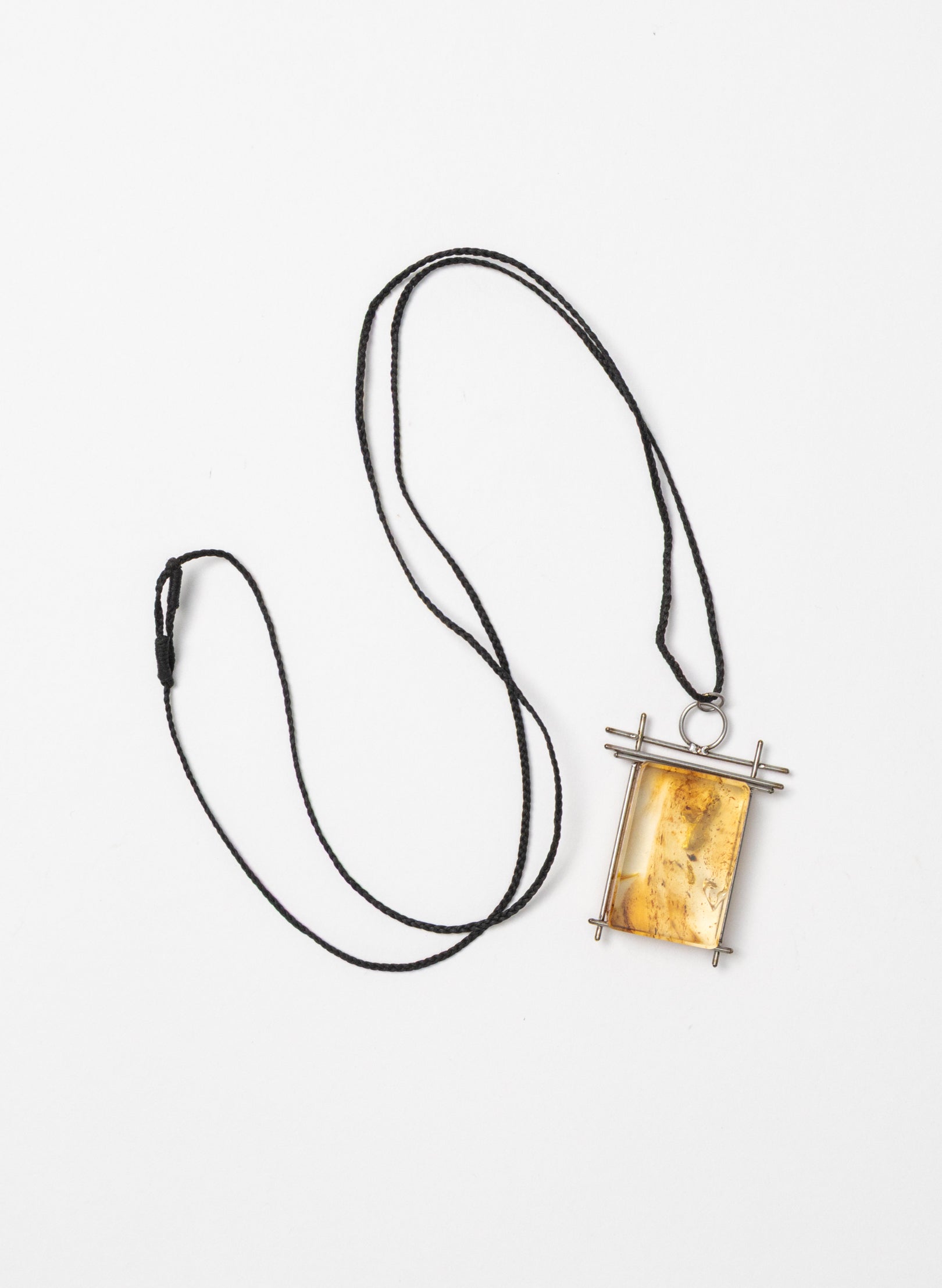 NZ Kauri Gum and Stainless Steel Necklace