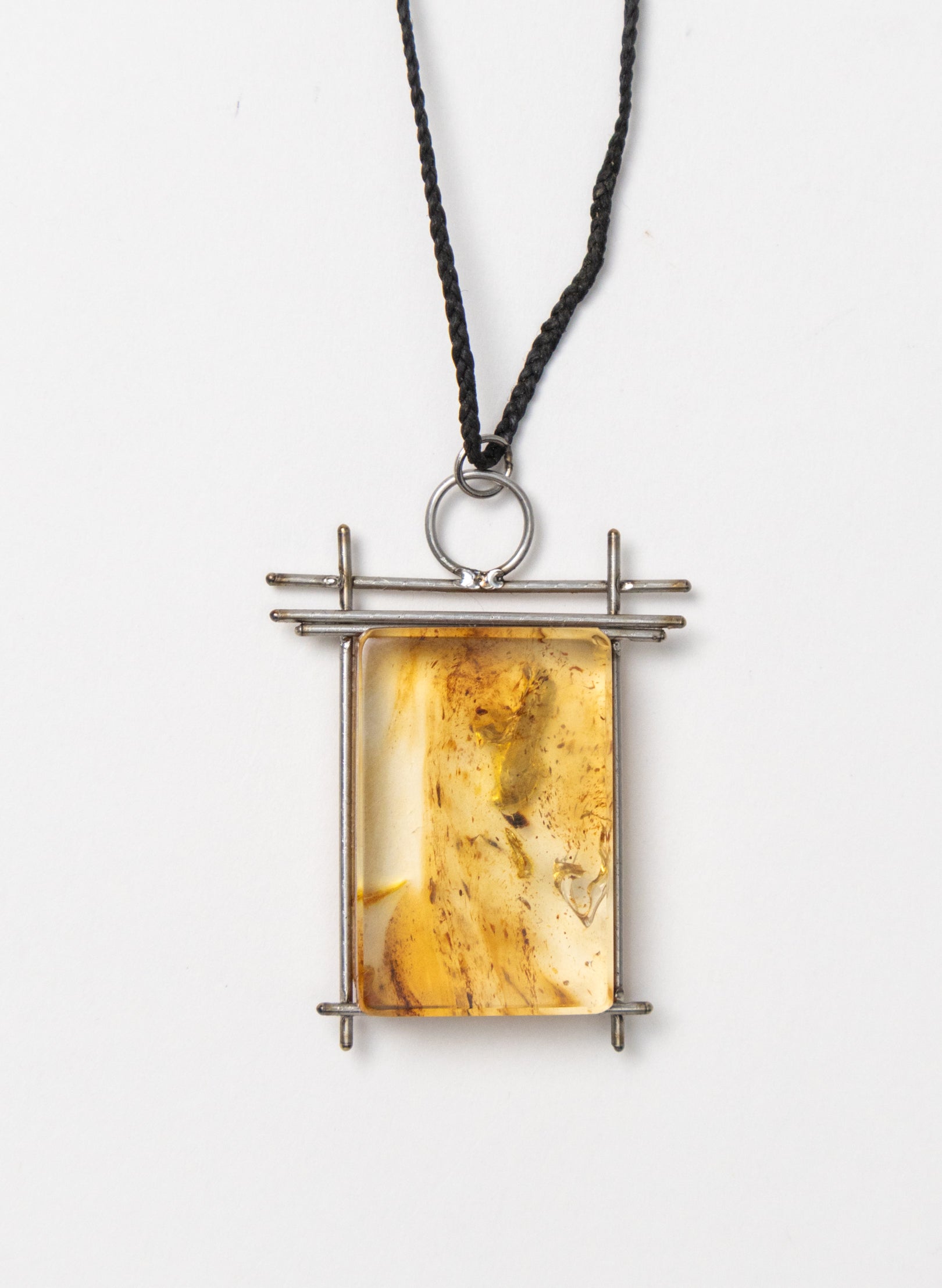 NZ Kauri Gum and Stainless Steel Necklace
