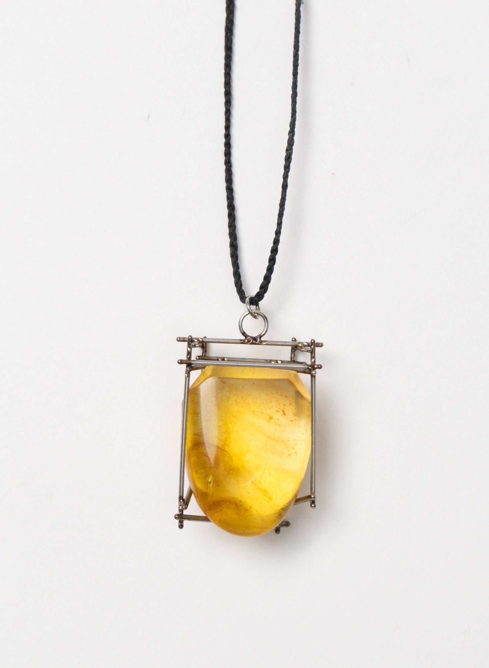 NZ Kauri Gum and Stainless Steel Necklace