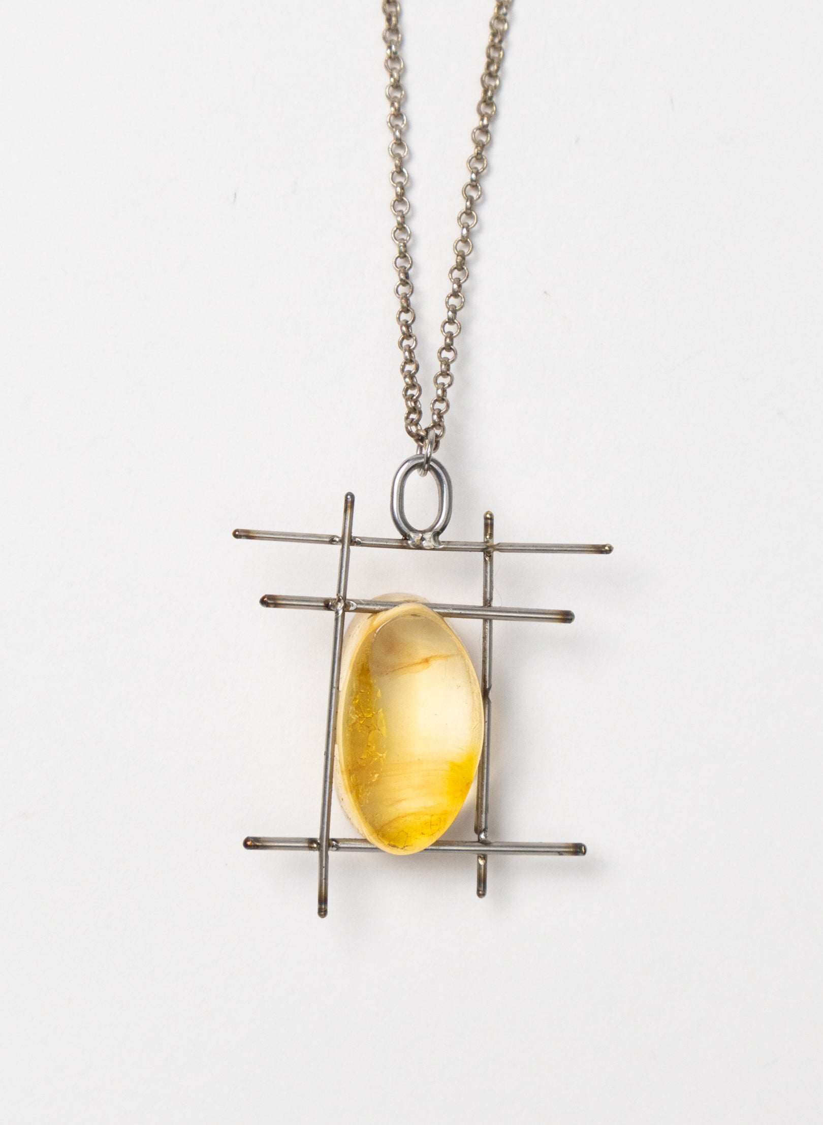 NZ Kauri Gum and Stainless Steel Necklace