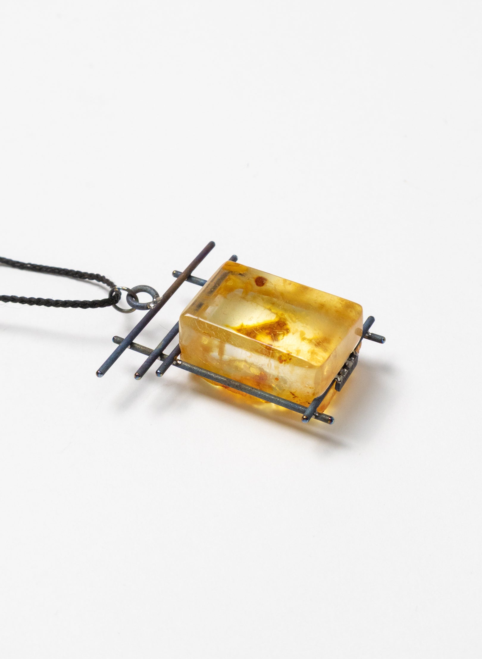 NZ Kauri Gum and Stainless Steel Necklace
