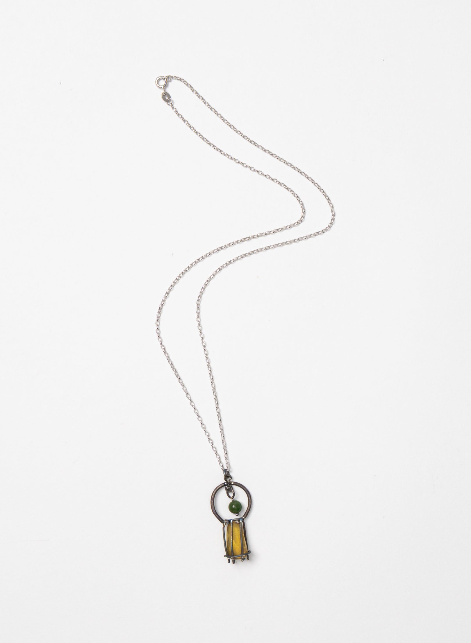 NZ Kauri, Pounamu and Stainless Steel Necklace