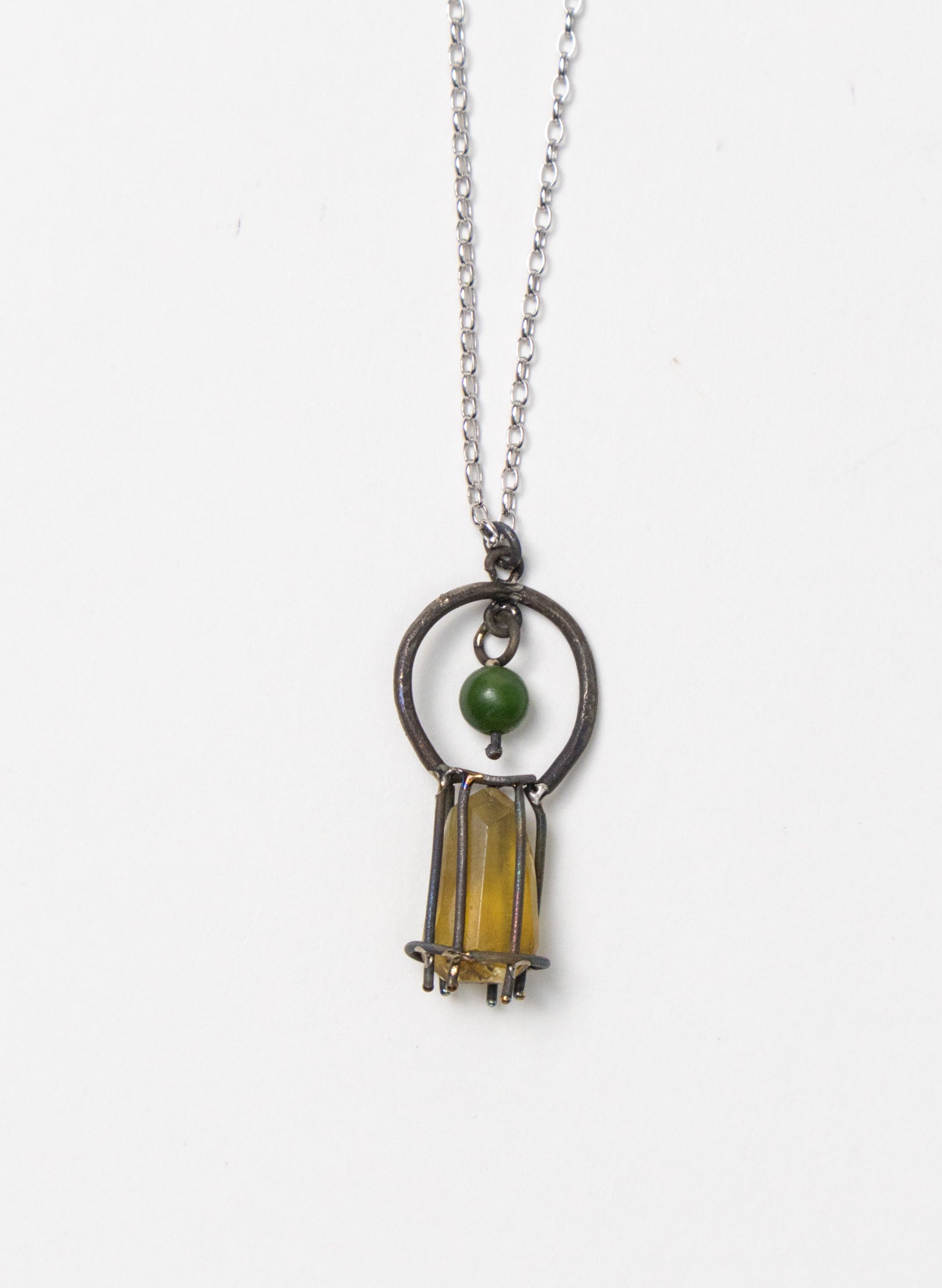 NZ Kauri, Pounamu and Stainless Steel Necklace