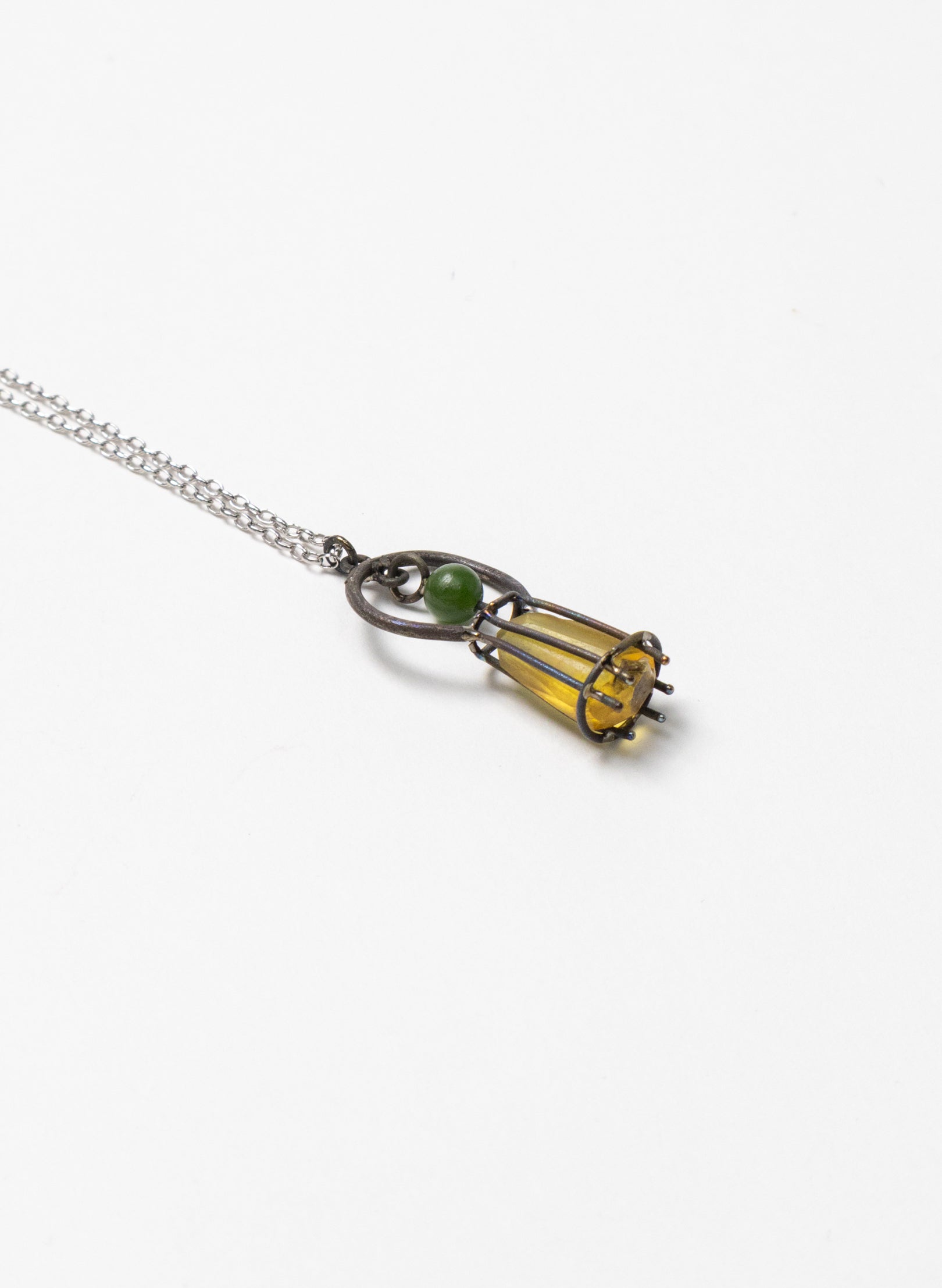 NZ Kauri, Pounamu and Stainless Steel Necklace