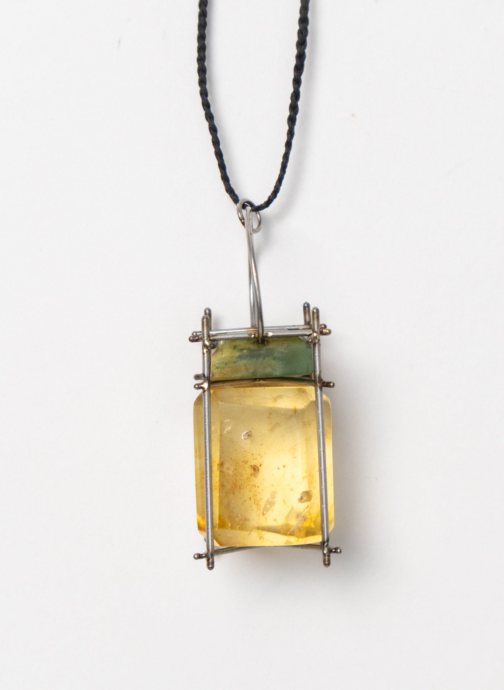 NZ Kauri, Pounamu and Stainless Steel Necklace