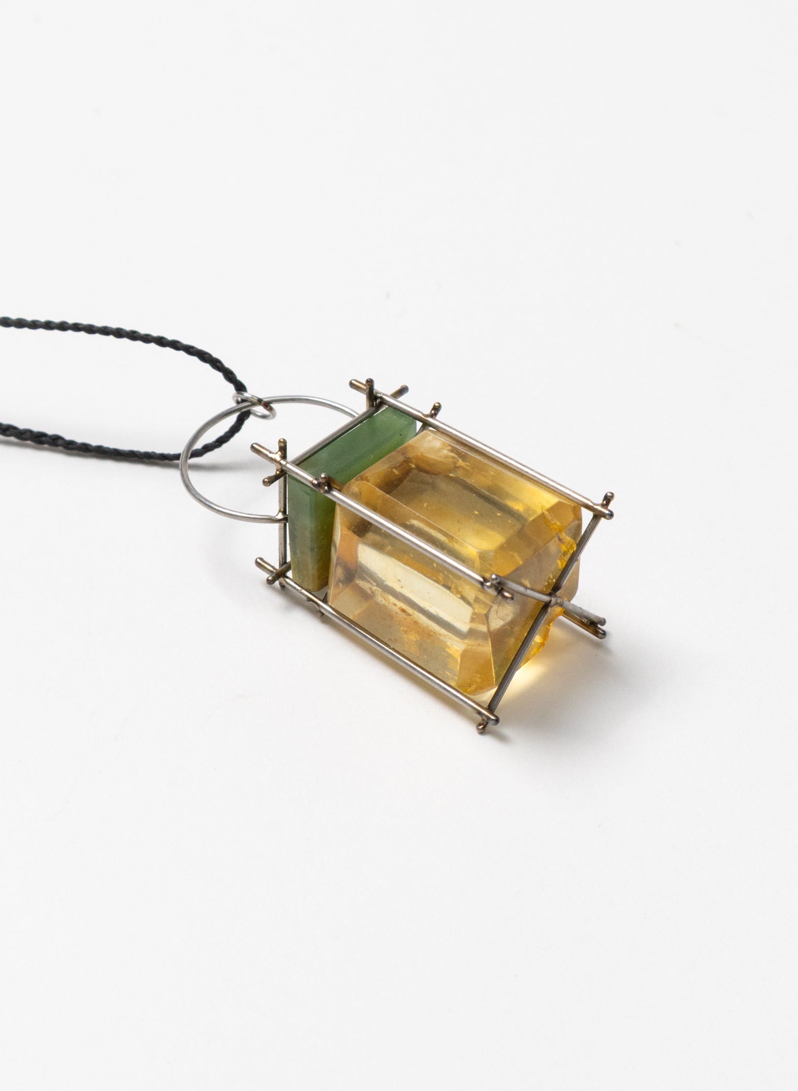 NZ Kauri, Pounamu and Stainless Steel Necklace