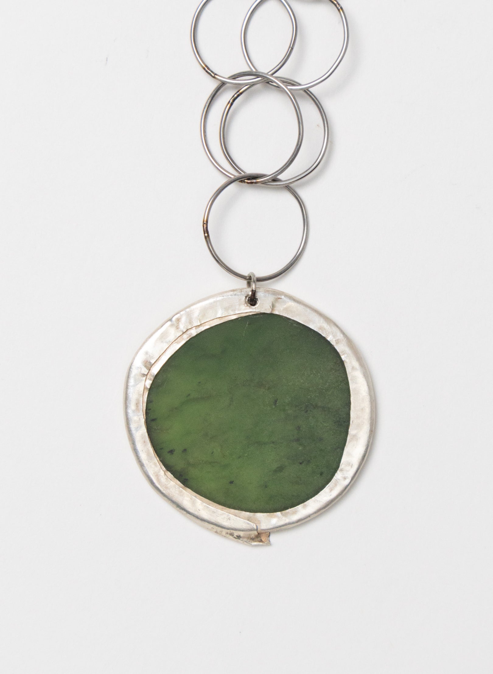 NZ Pounamu, Titanium and Silver Necklace