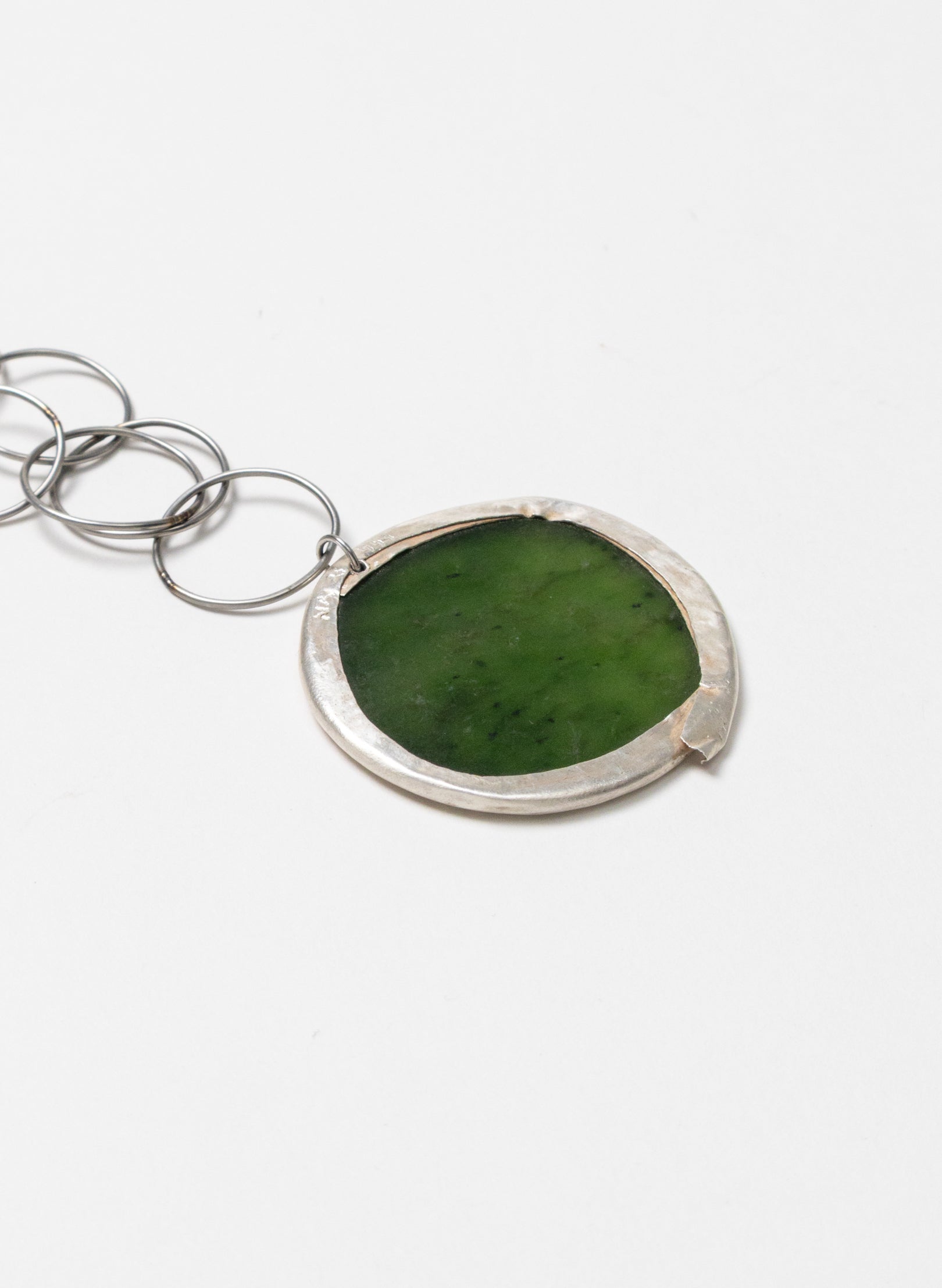NZ Pounamu, Titanium and Silver Necklace