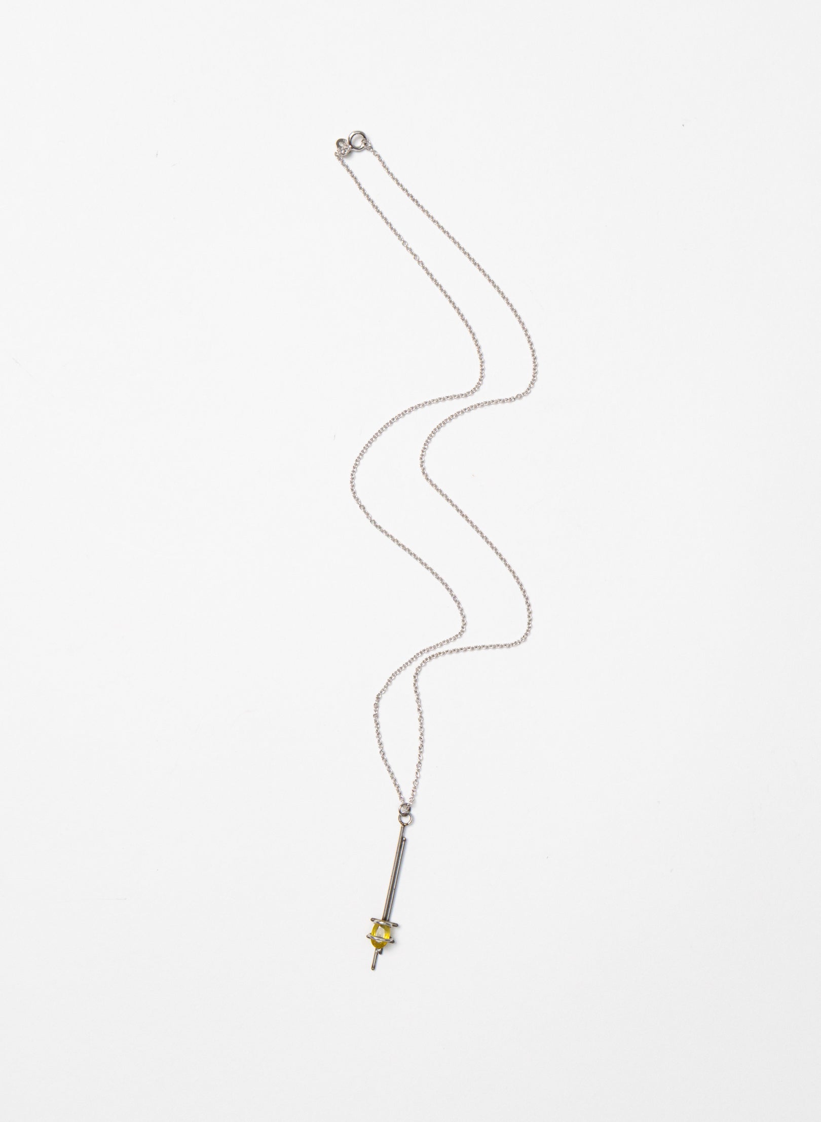Yellow Sapphire, Untreated Steel Necklace