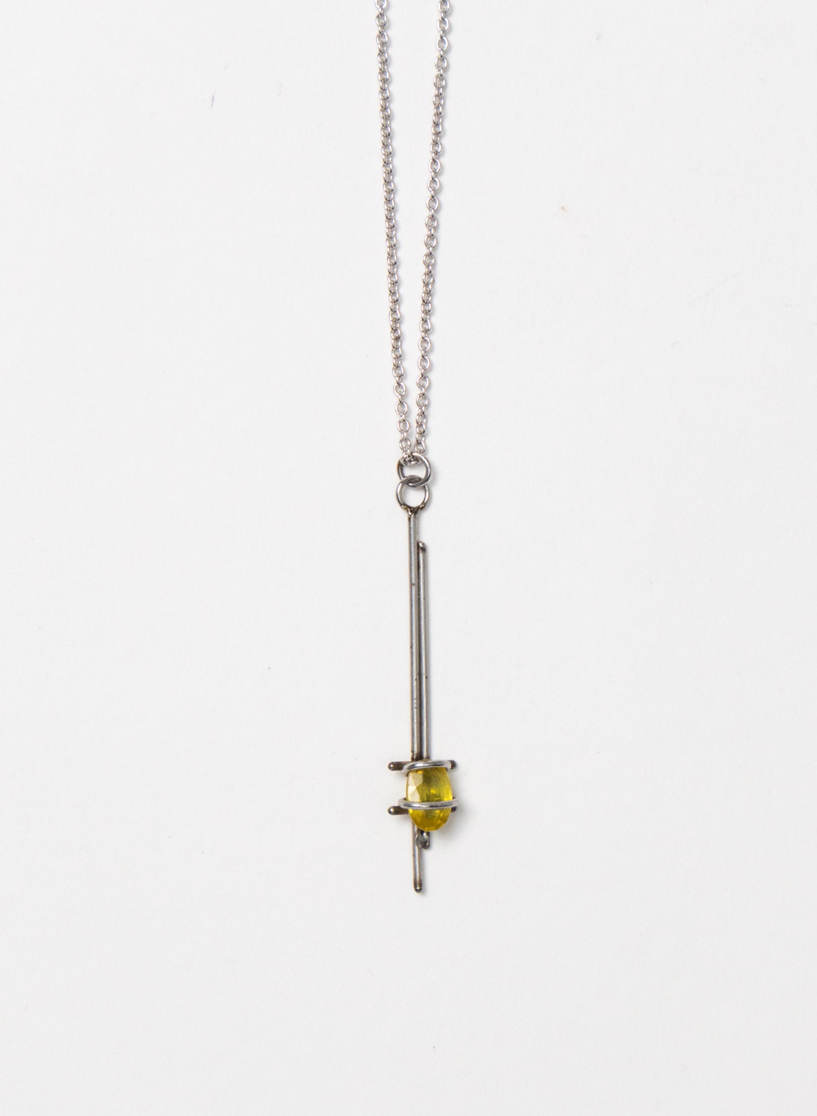 Yellow Sapphire, Untreated Steel Necklace