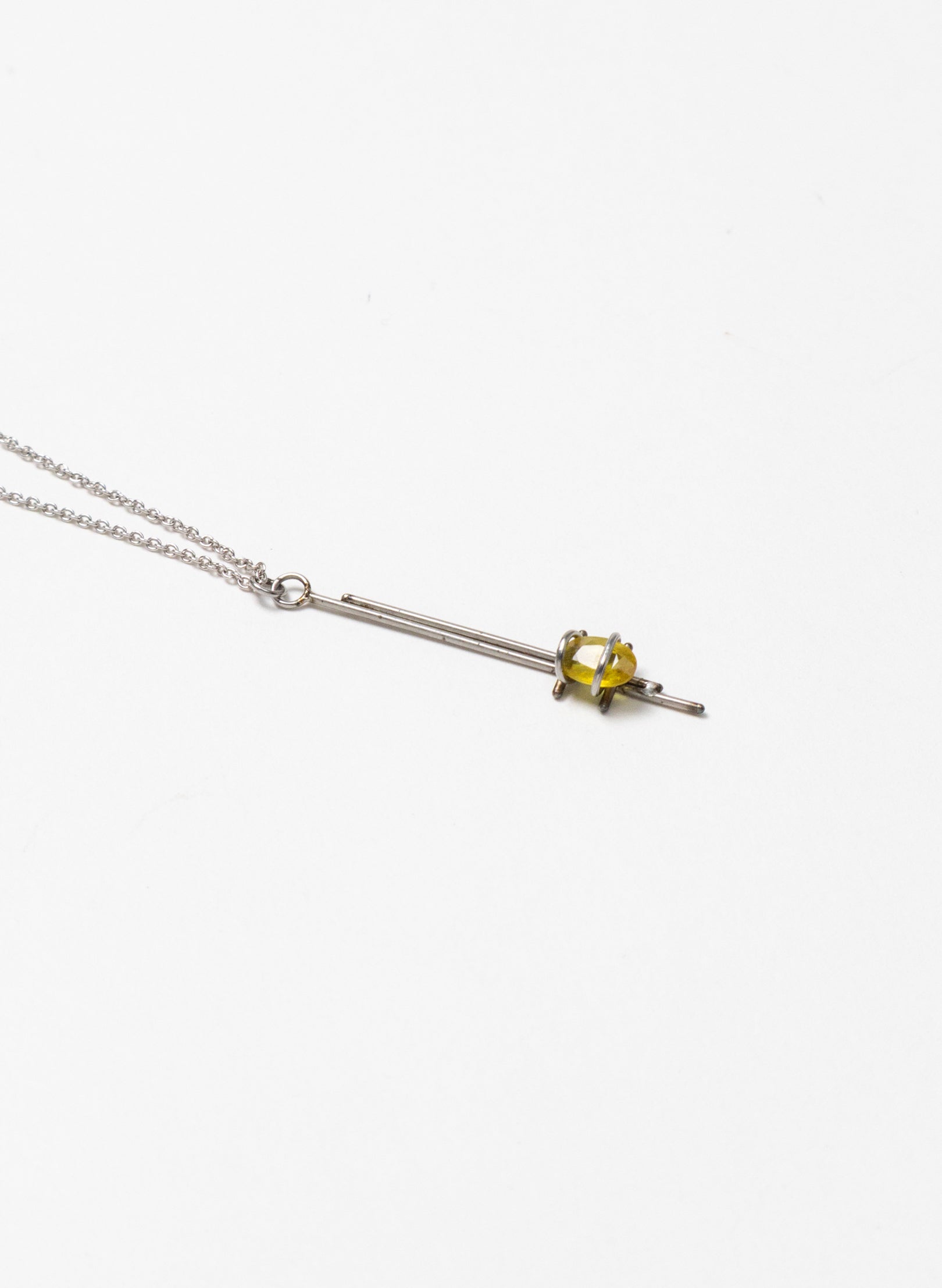 Yellow Sapphire, Untreated Steel Necklace