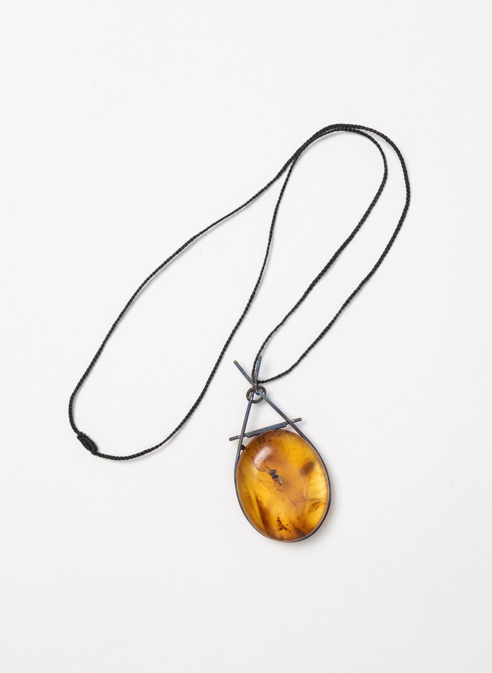 NZ Kauri Gum and Stainless Steel Necklace