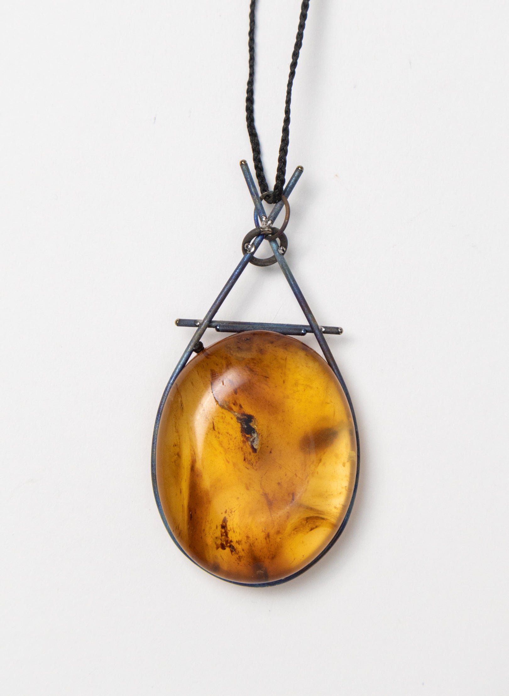 NZ Kauri Gum and Stainless Steel Necklace