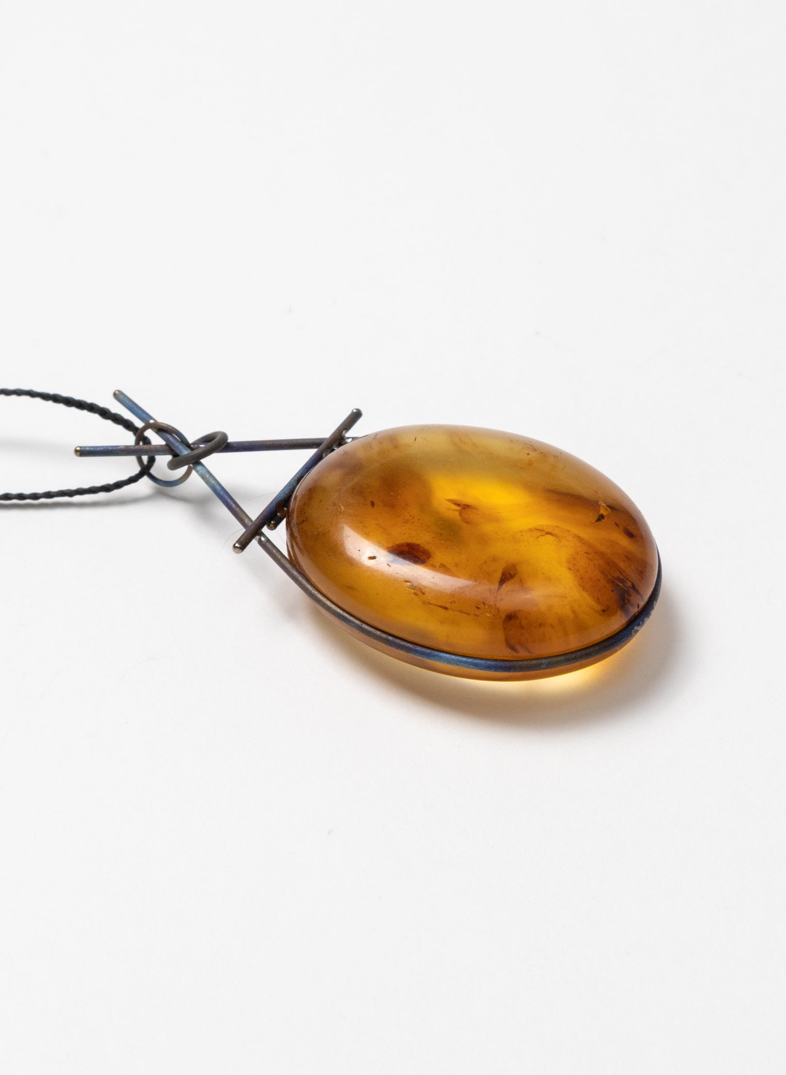 NZ Kauri Gum and Stainless Steel Necklace