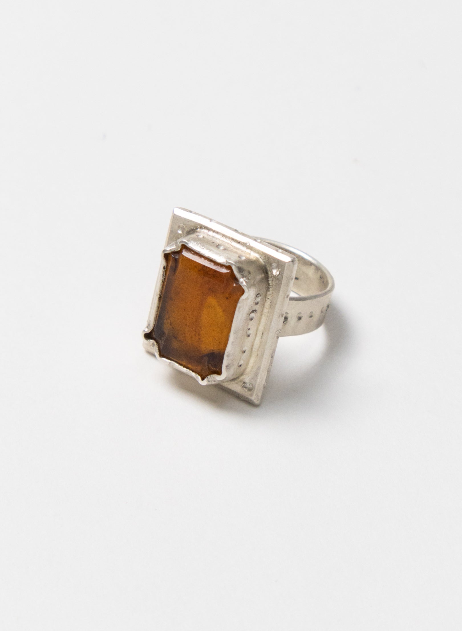 NZ Amber and Silver Ring