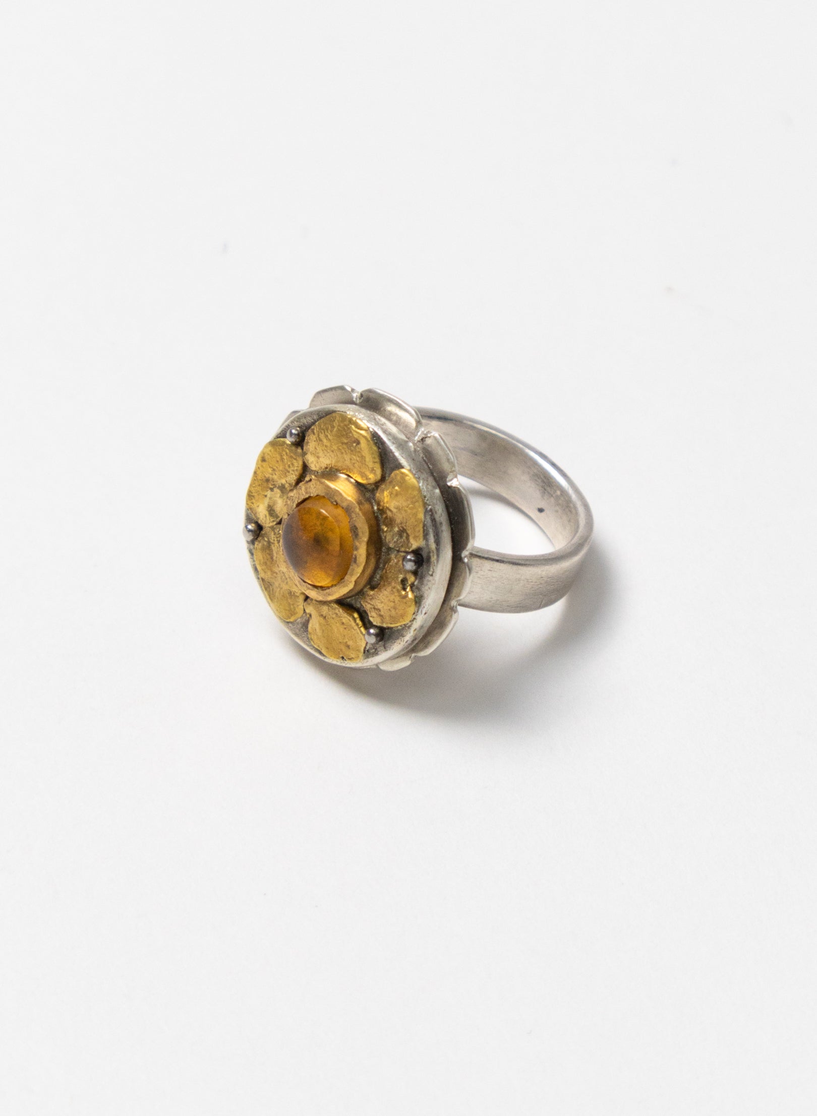NZ Amber, Gold and Silver Ring