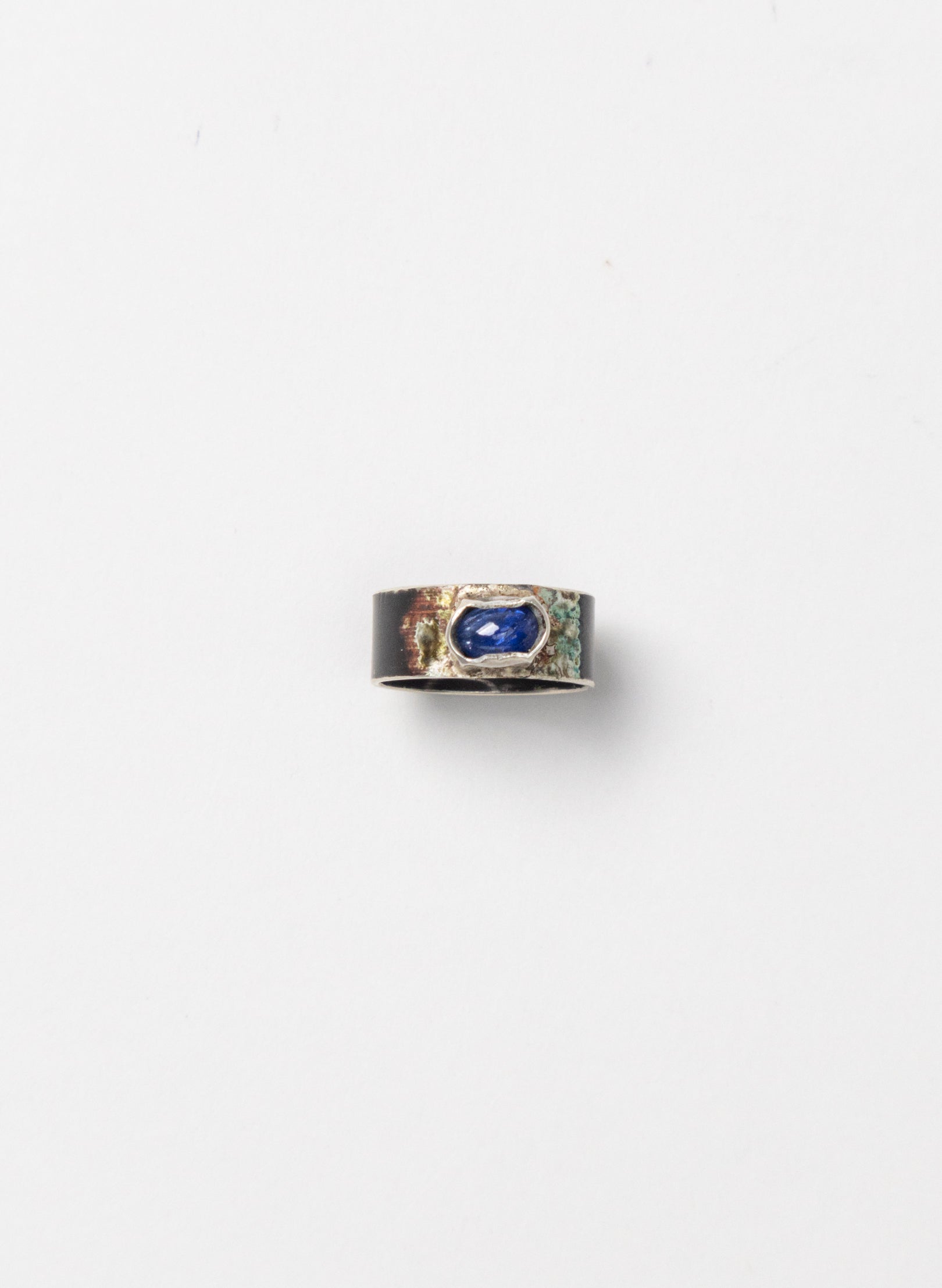 Blue Sapphire and Titanium Ring