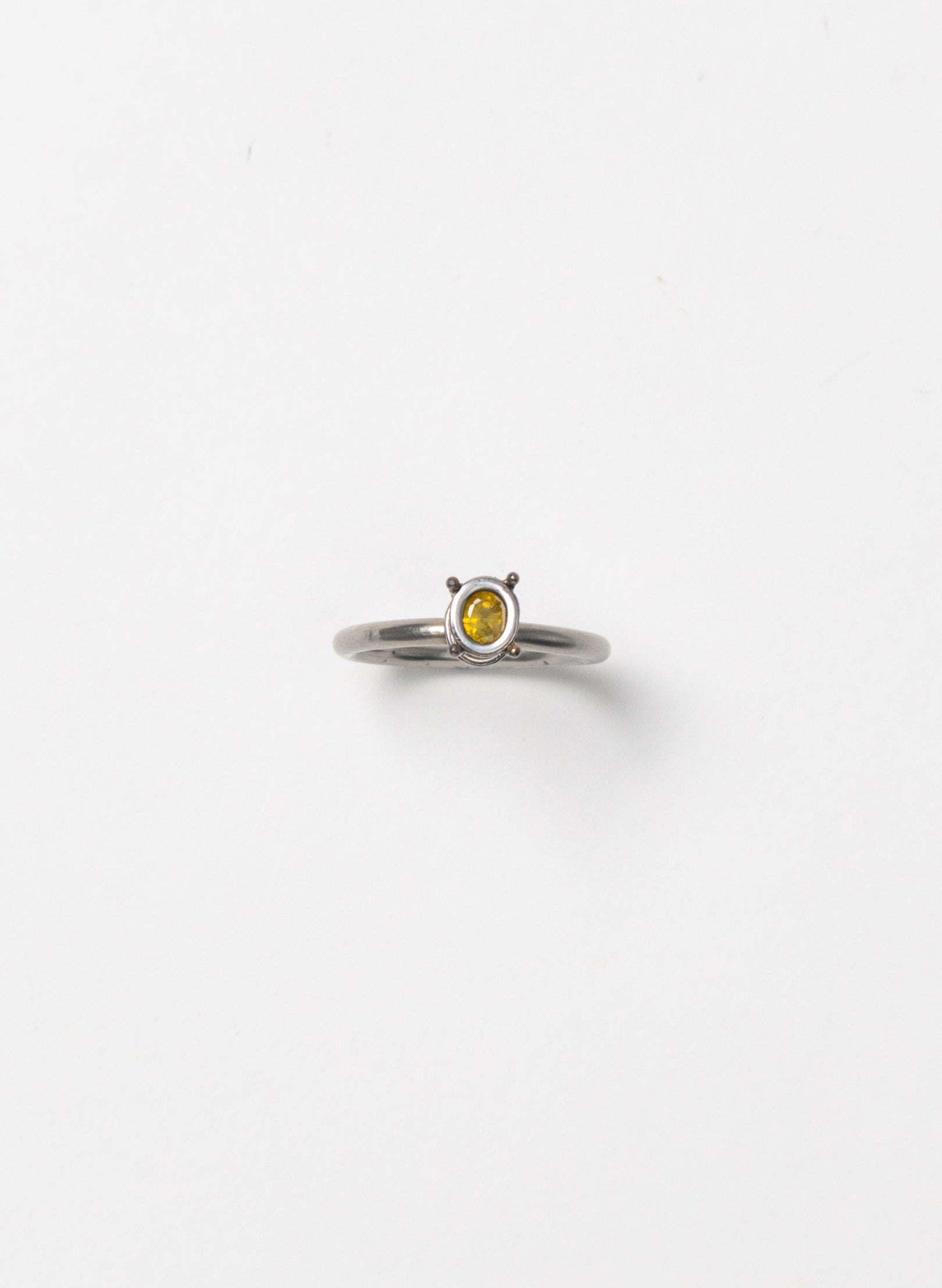 Yellow Sapphire and Stainless Steel Ring