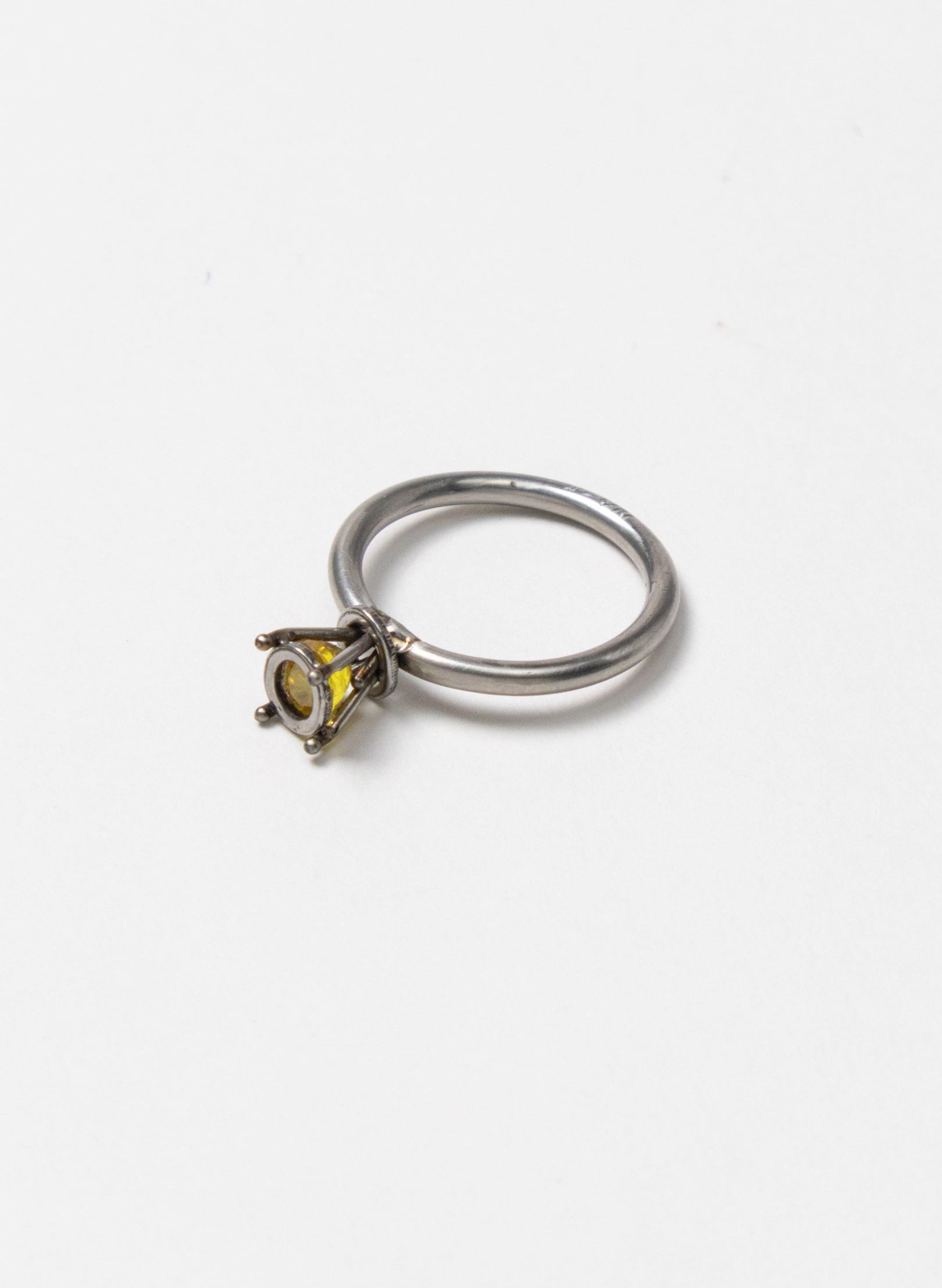 Yellow Sapphire and Stainless Steel Ring