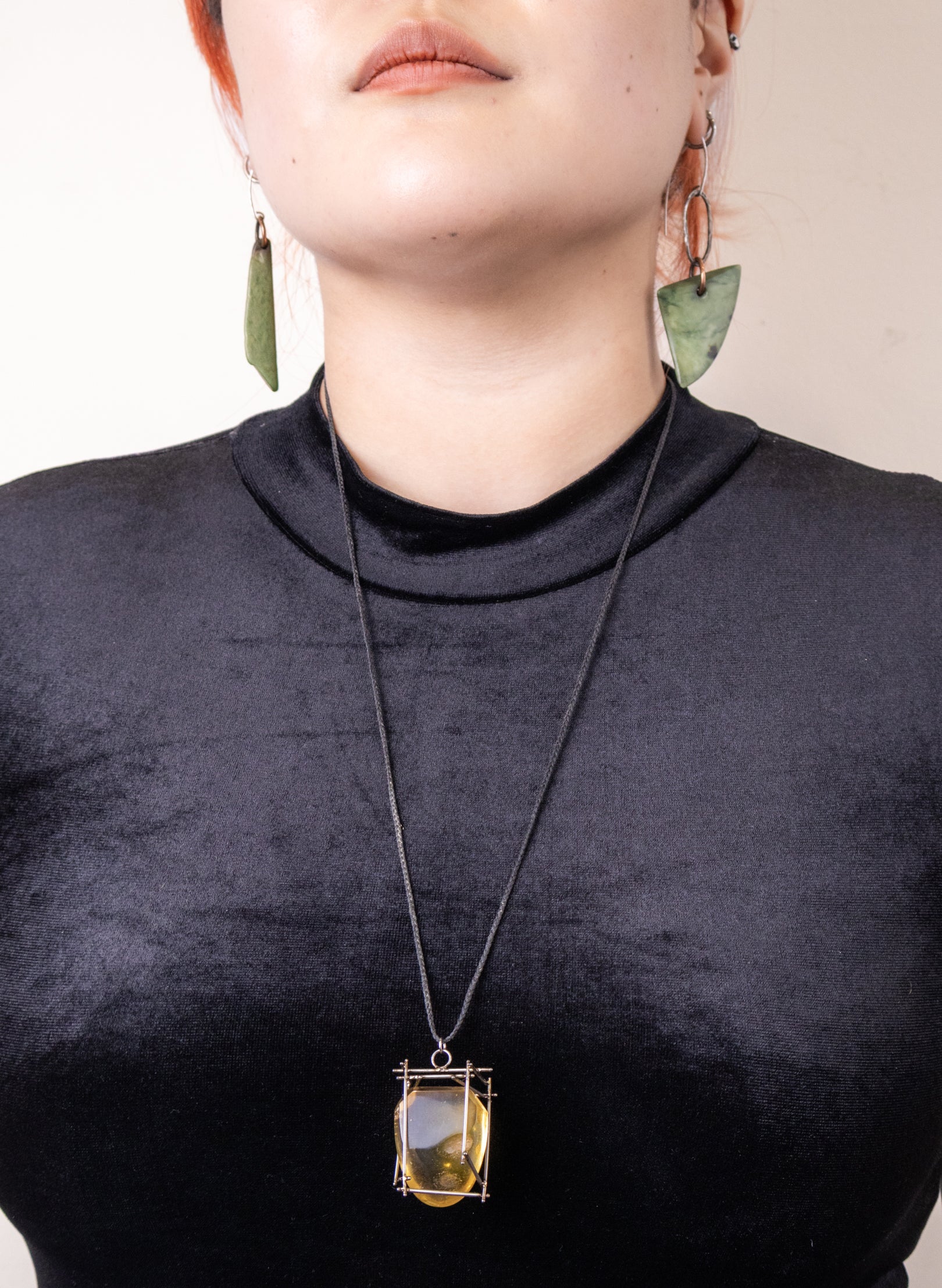NZ Kauri Gum and Stainless Steel Necklace